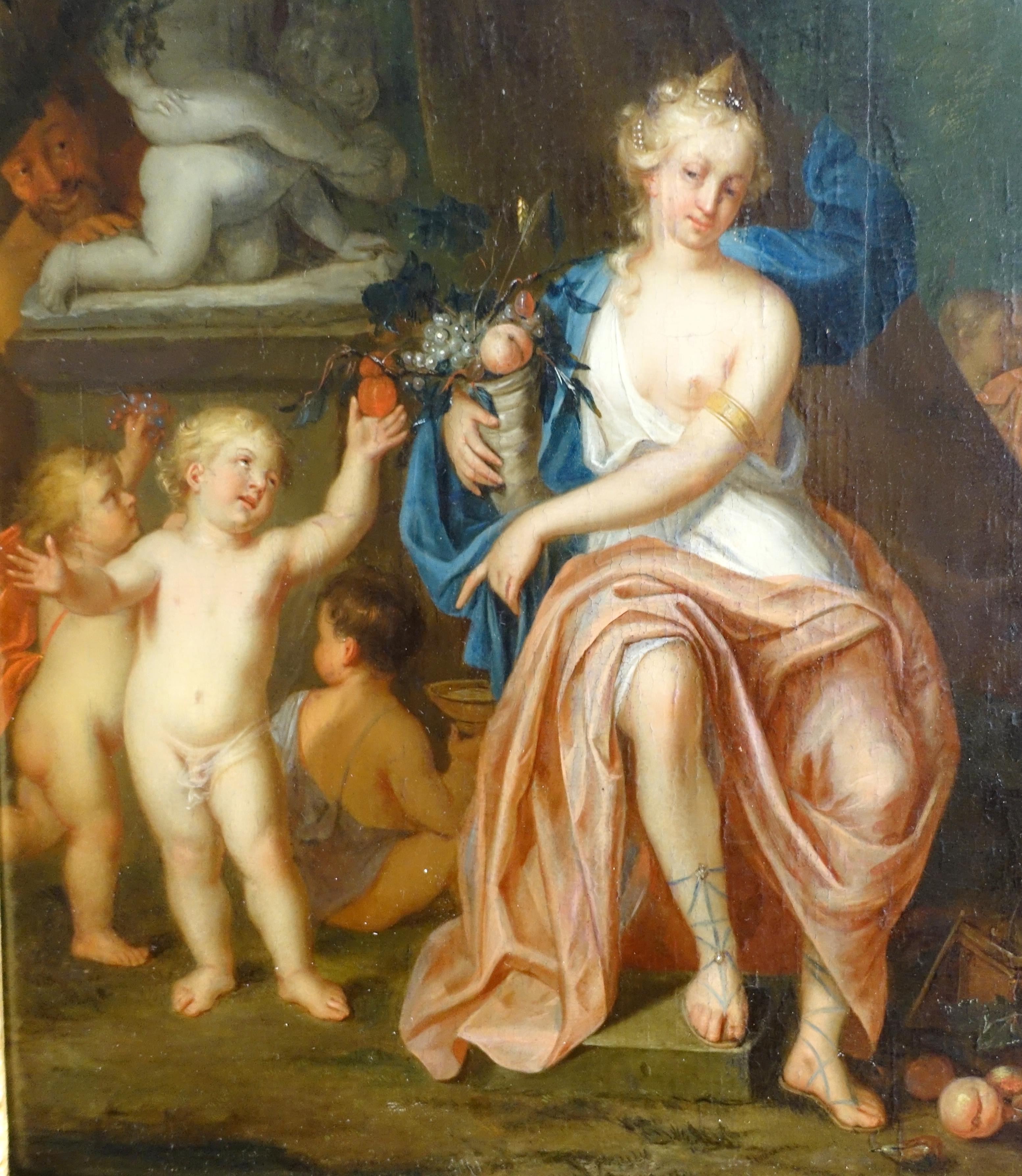18th century Dutch school attributed to Mattheus Terwesten : allegory of wealth For Sale 1