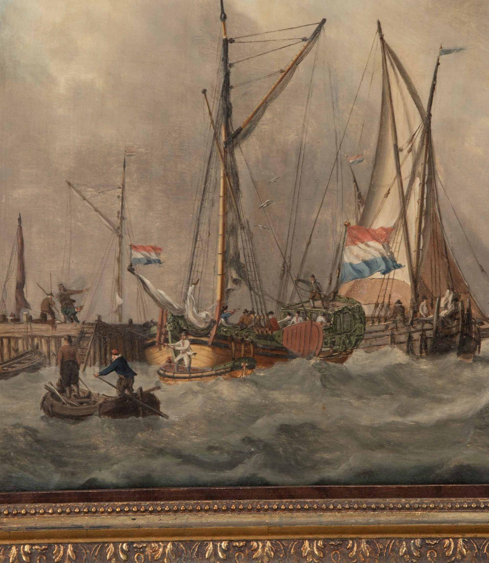 Canvas 18th Century Dutch Seascape Painting by Jan Verbuggen For Sale