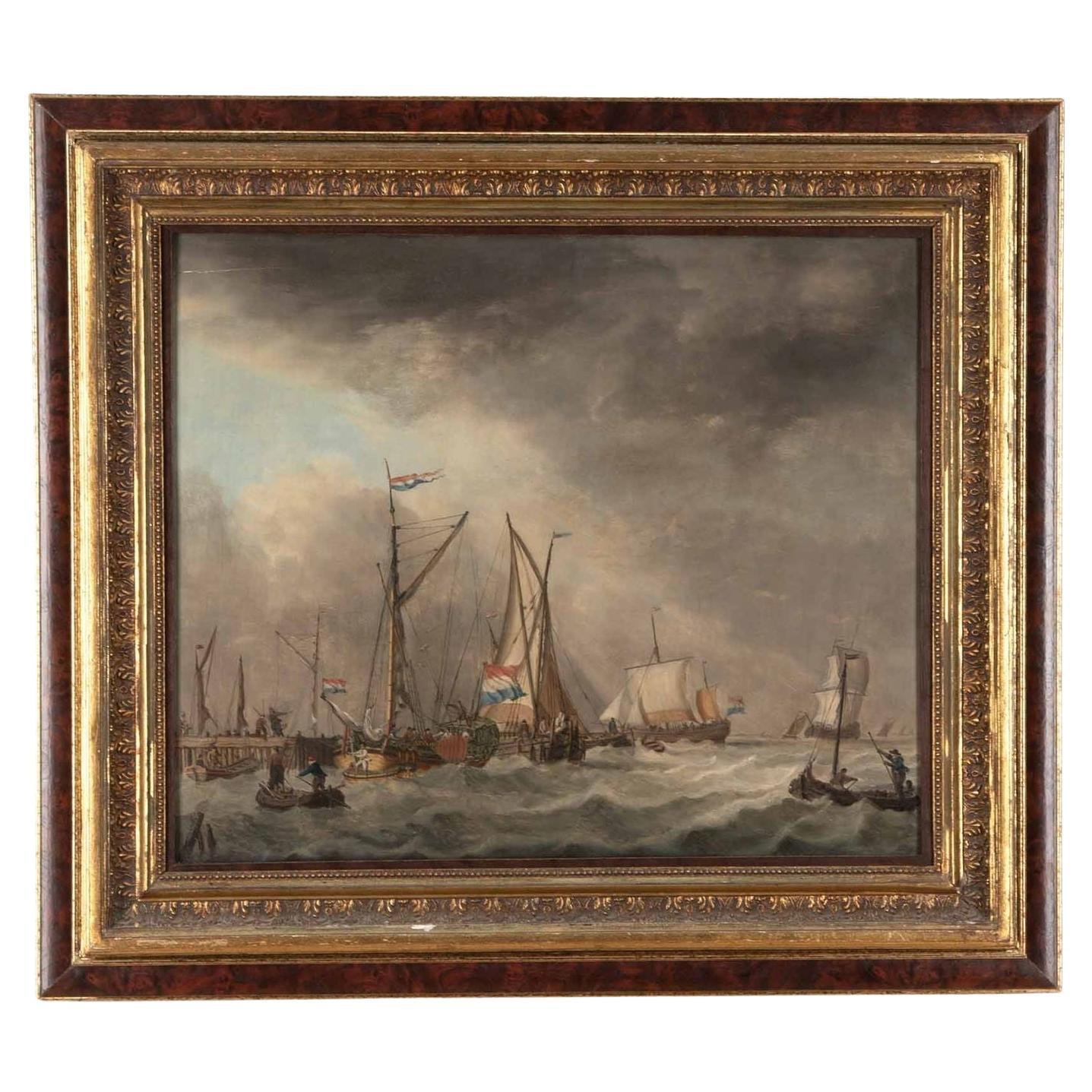 18th Century Dutch Seascape Painting by Jan Verbuggen For Sale