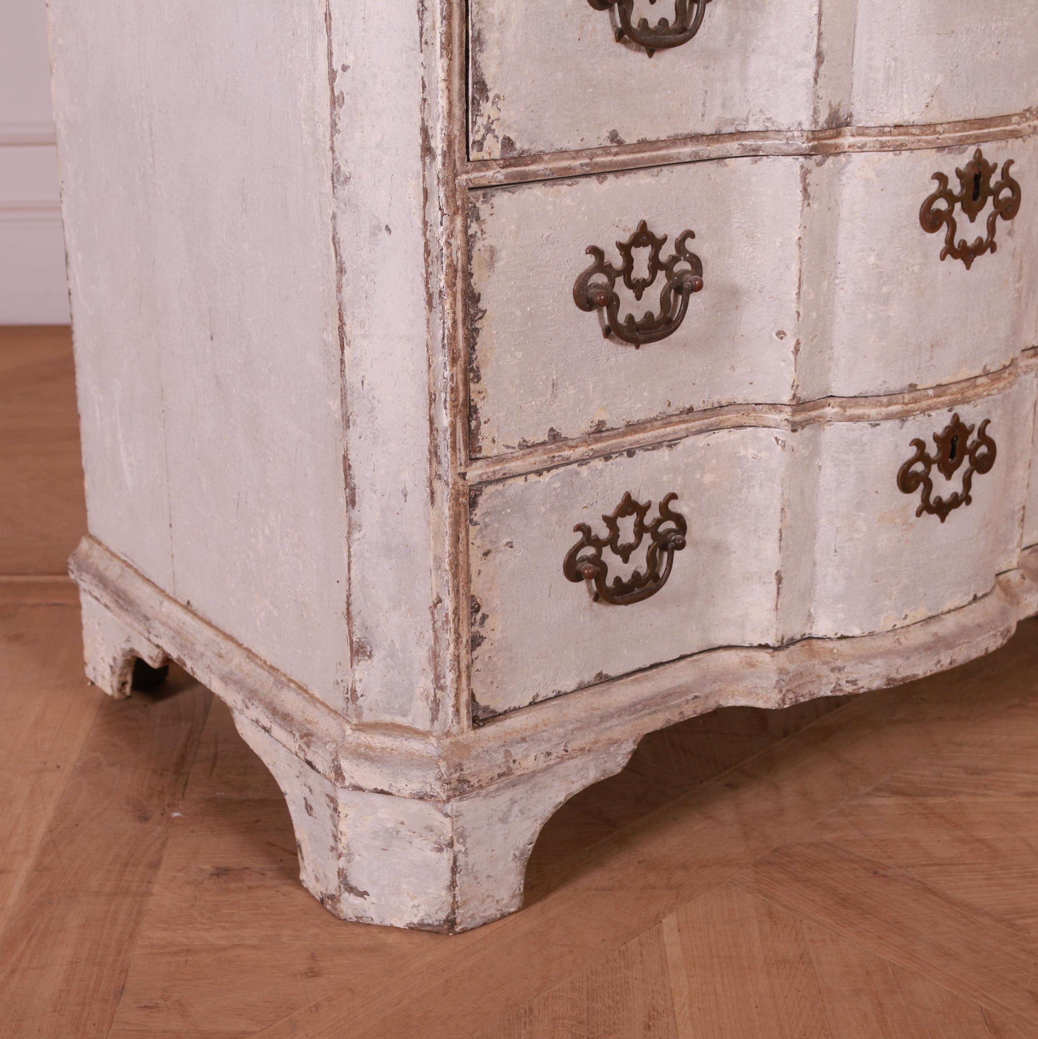 Painted 18th Century Dutch Serpentine Commode For Sale