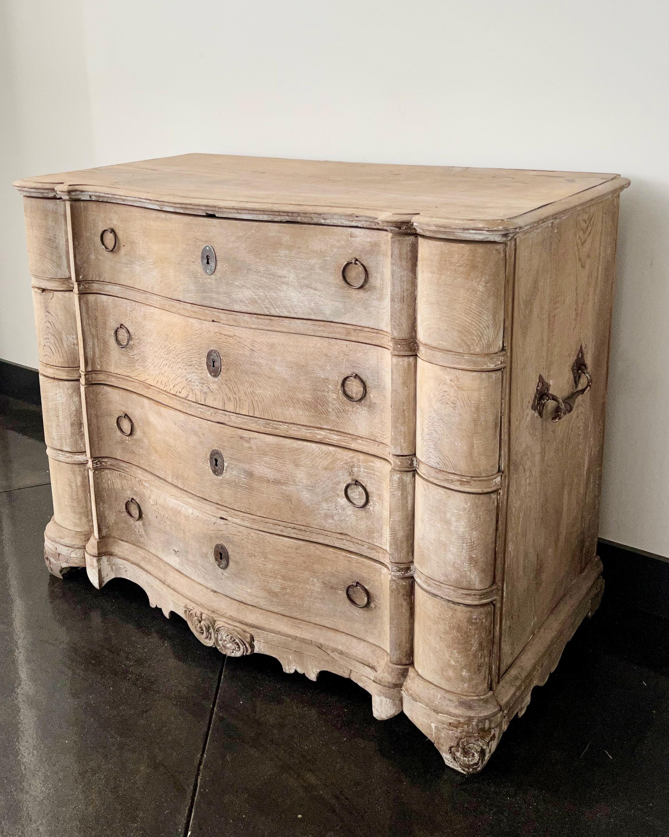 Iron 18th Century Dutch Serpentine Front Chest of Drawers