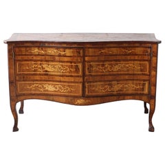 18th Century Dutch Serpentine Front Marquetry Commode