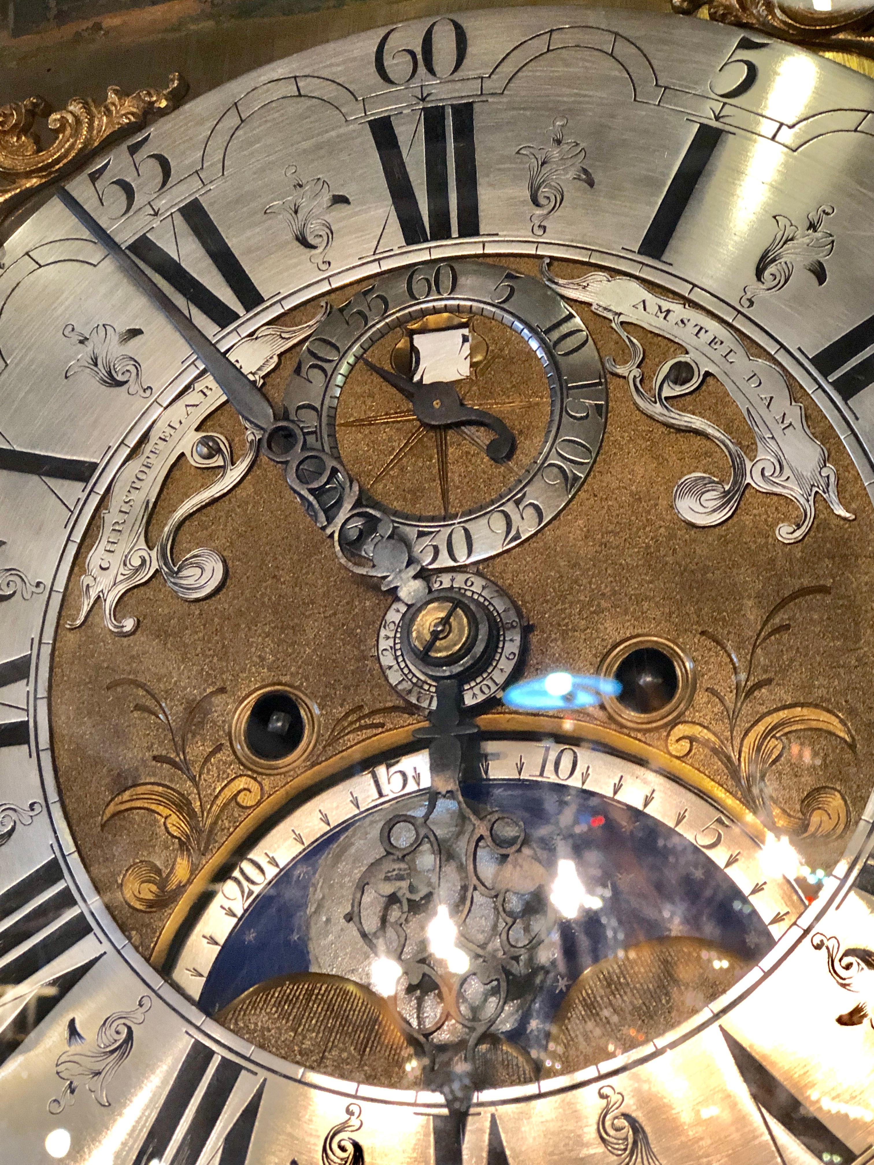 18th Century Dutch Tallcase Clock Animation Moon Phase Calendar Christoffel Abke 7