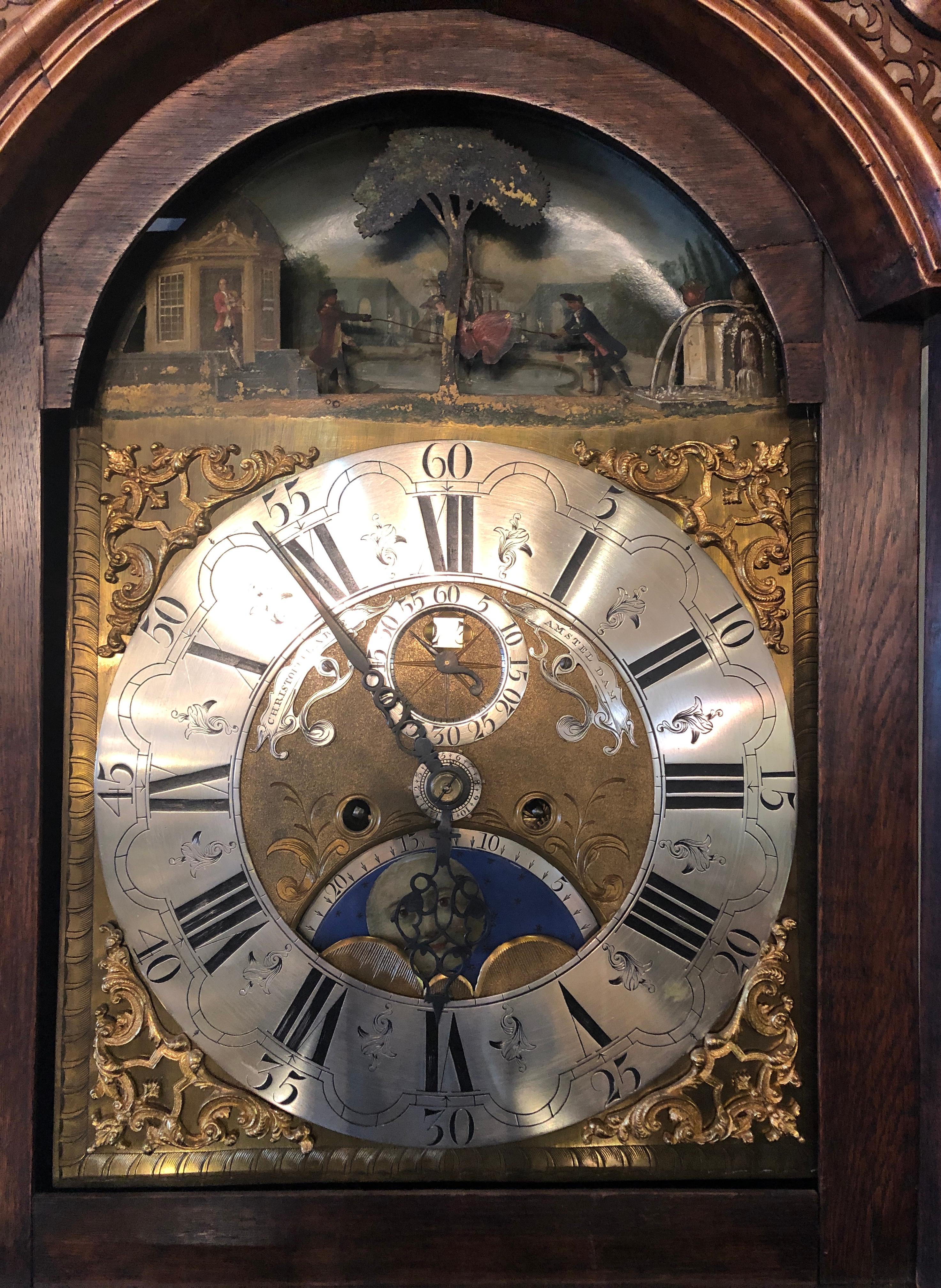 18th Century Dutch Tallcase Clock Animation Moon Phase Calendar Christoffel Abke 10
