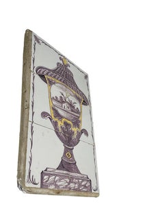 18th Century Dutch Tile tableau with garden vase