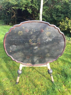 18th Century Dutch Tilt Top Table with Polychrome Painted Decoration Throughout