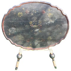 18th Century Dutch Tilt Top Table with Polychrome Painted Decoration Throughout