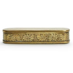18th Century Dutch Tobacco Box Engraved Brass Snuff Box Brass with Figures