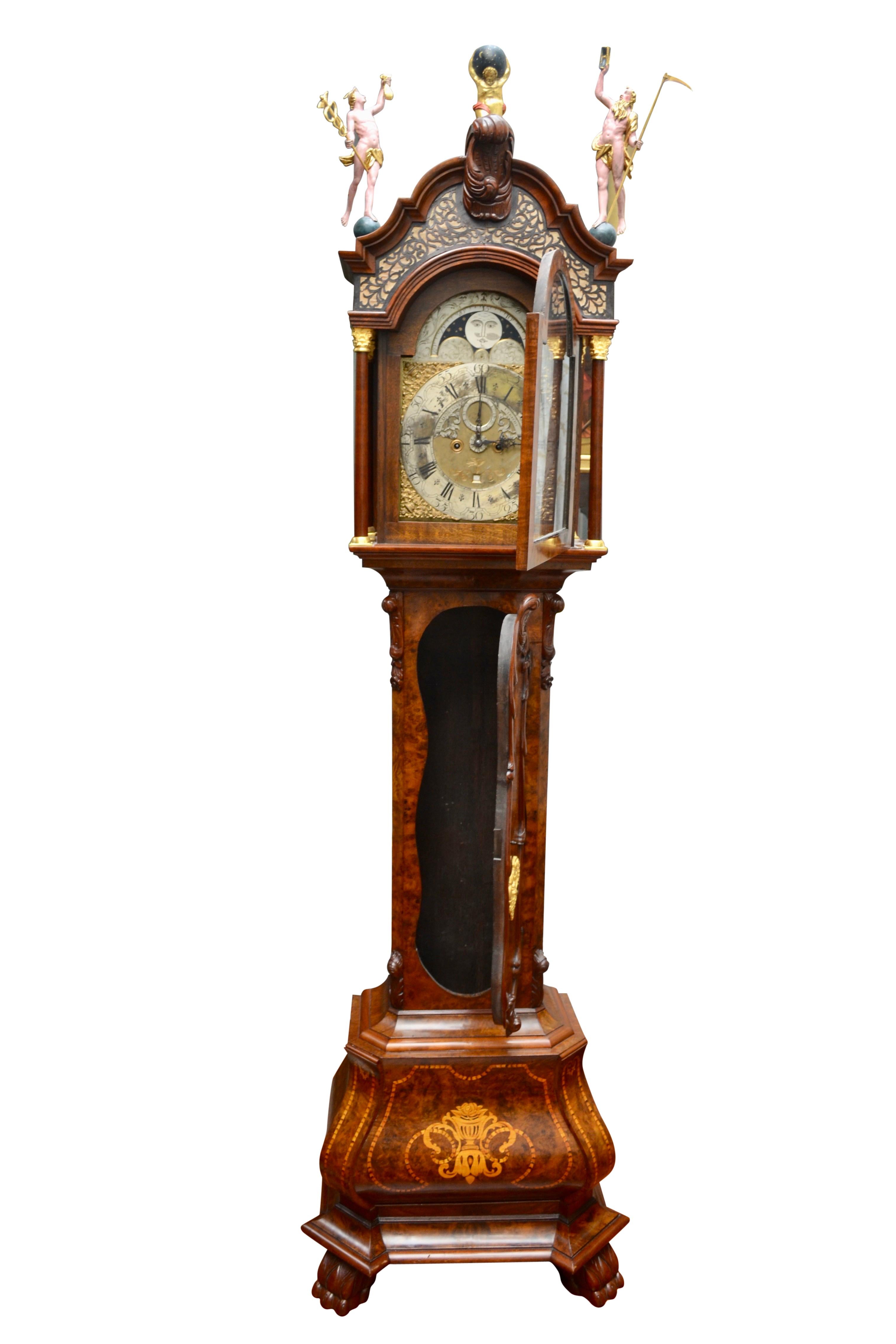 18th Century Dutch 'Utrecht' Longcase or Grandfather Clock by W.V. Dadelbeek For Sale 1
