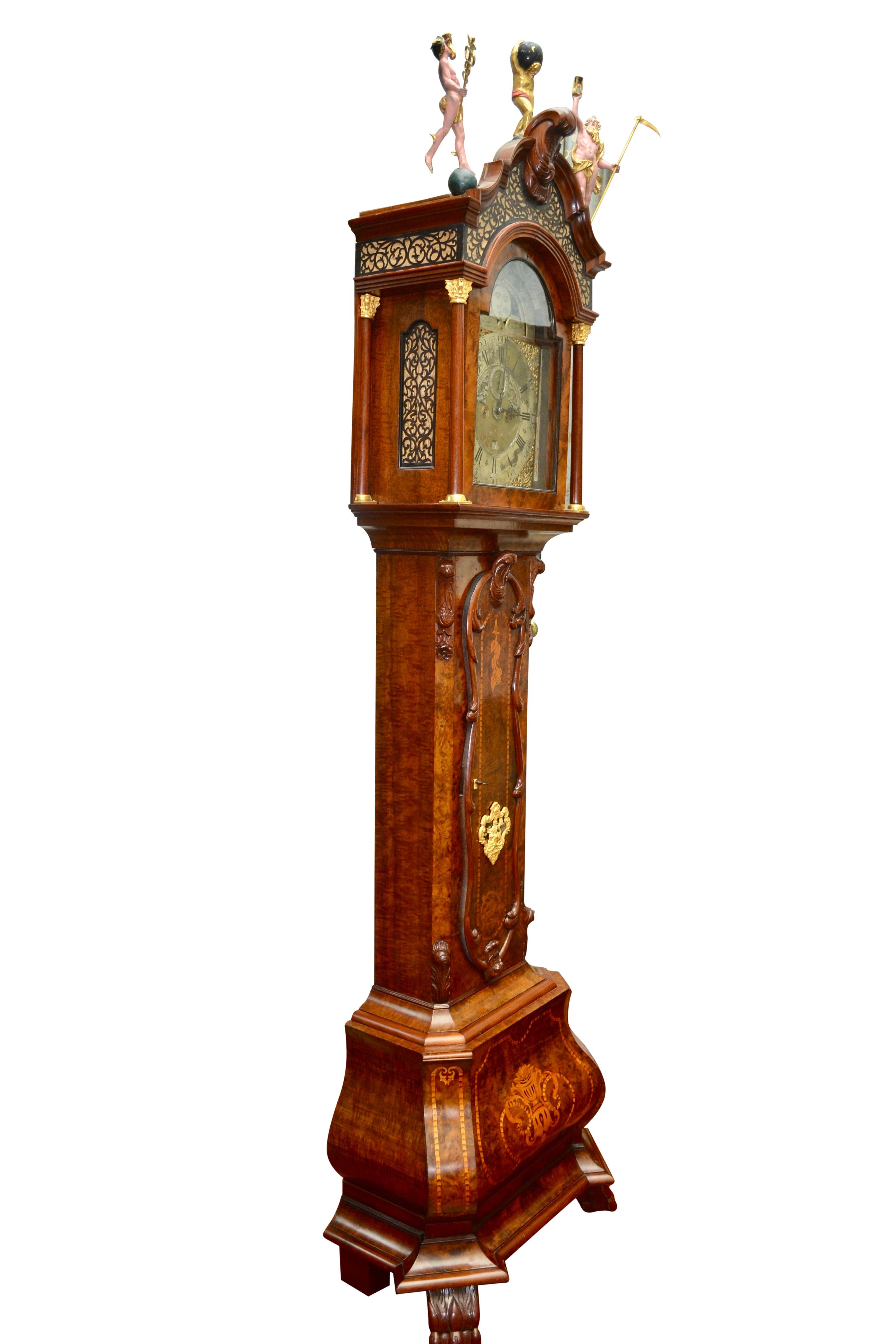 18th Century Dutch 'Utrecht' Longcase or Grandfather Clock by W.V. Dadelbeek For Sale 3