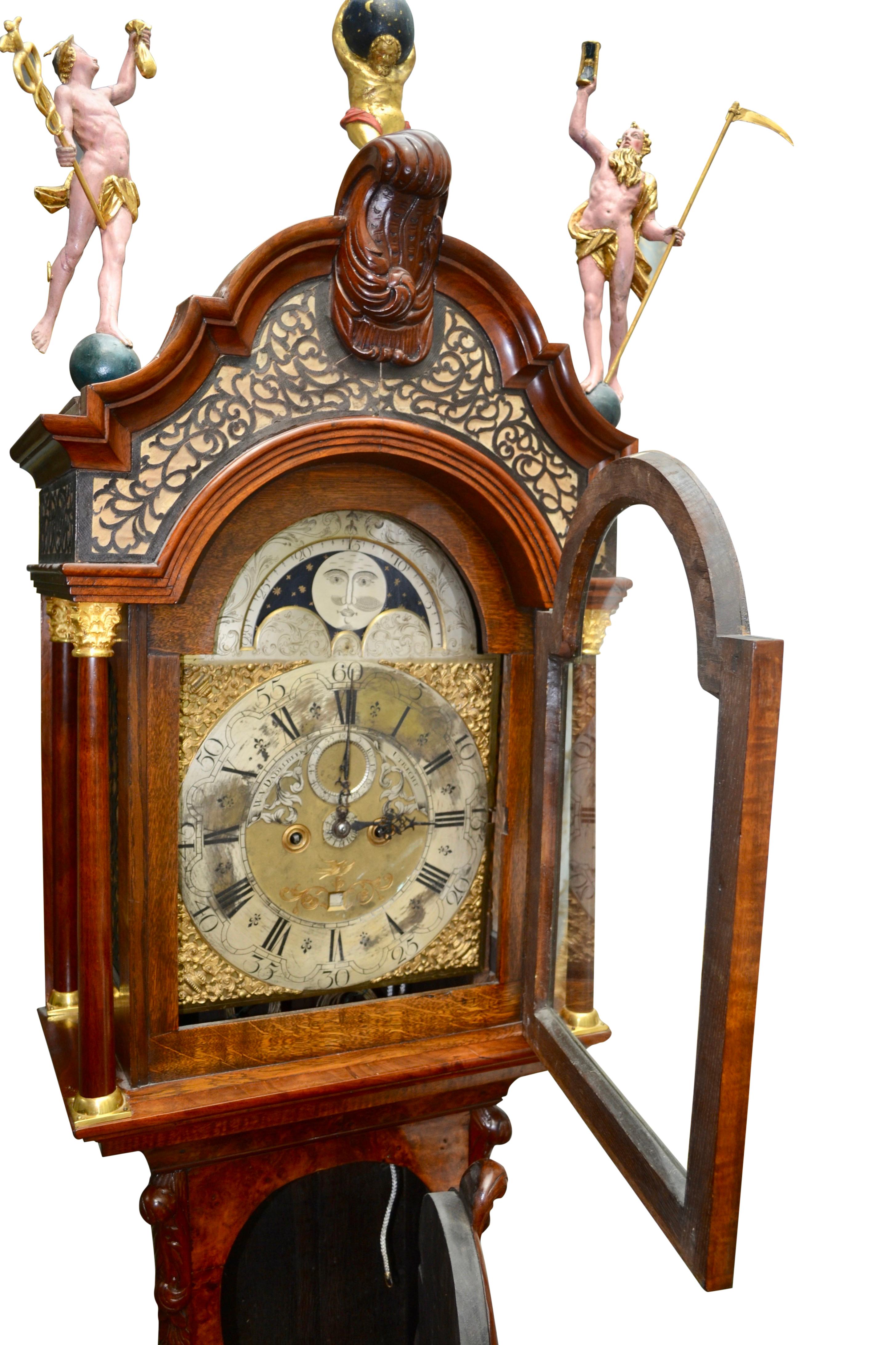18th Century Dutch 'Utrecht' Longcase or Grandfather Clock by W.V. Dadelbeek For Sale 4