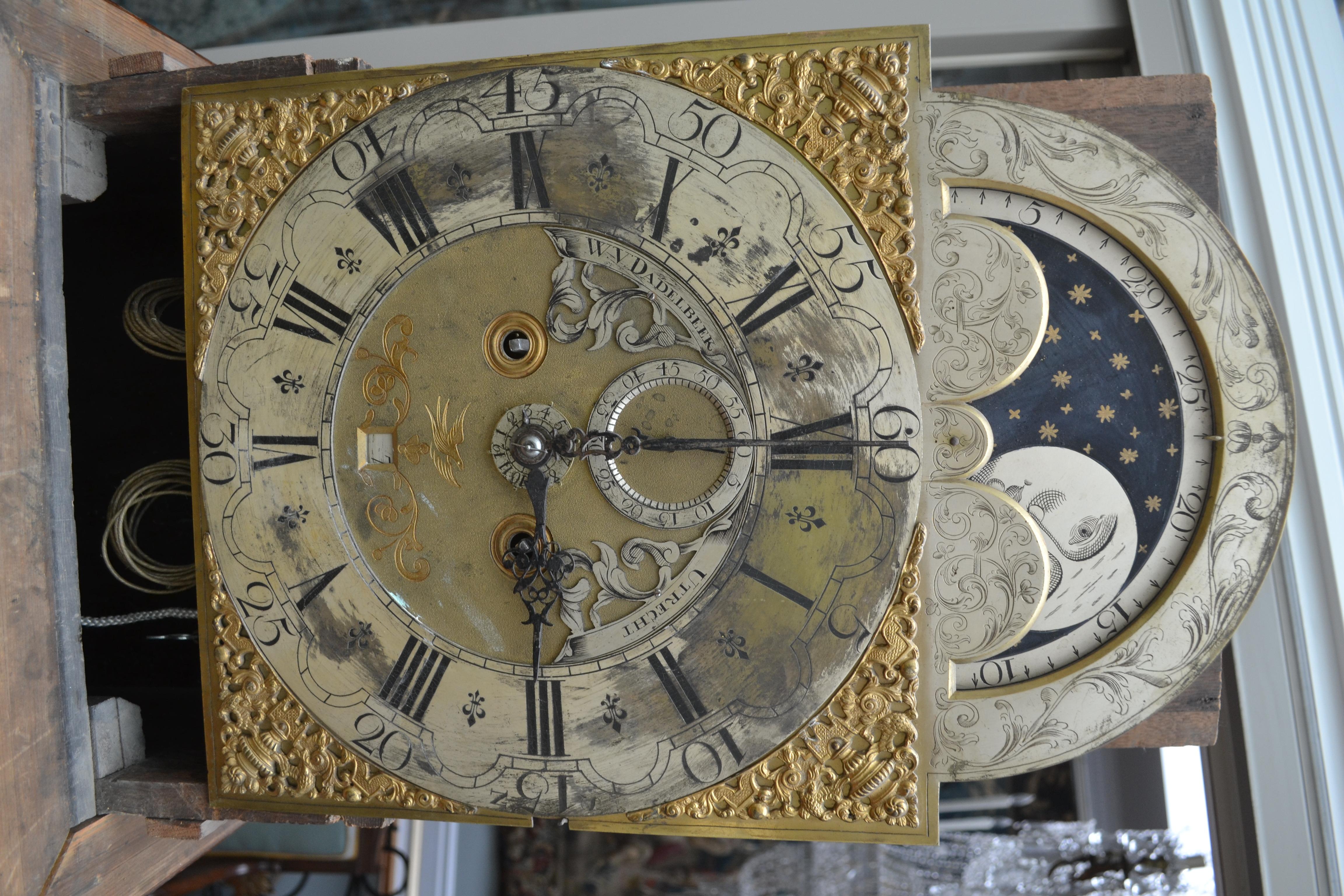 18th Century Dutch 'Utrecht' Longcase or Grandfather Clock by W.V. Dadelbeek For Sale 7