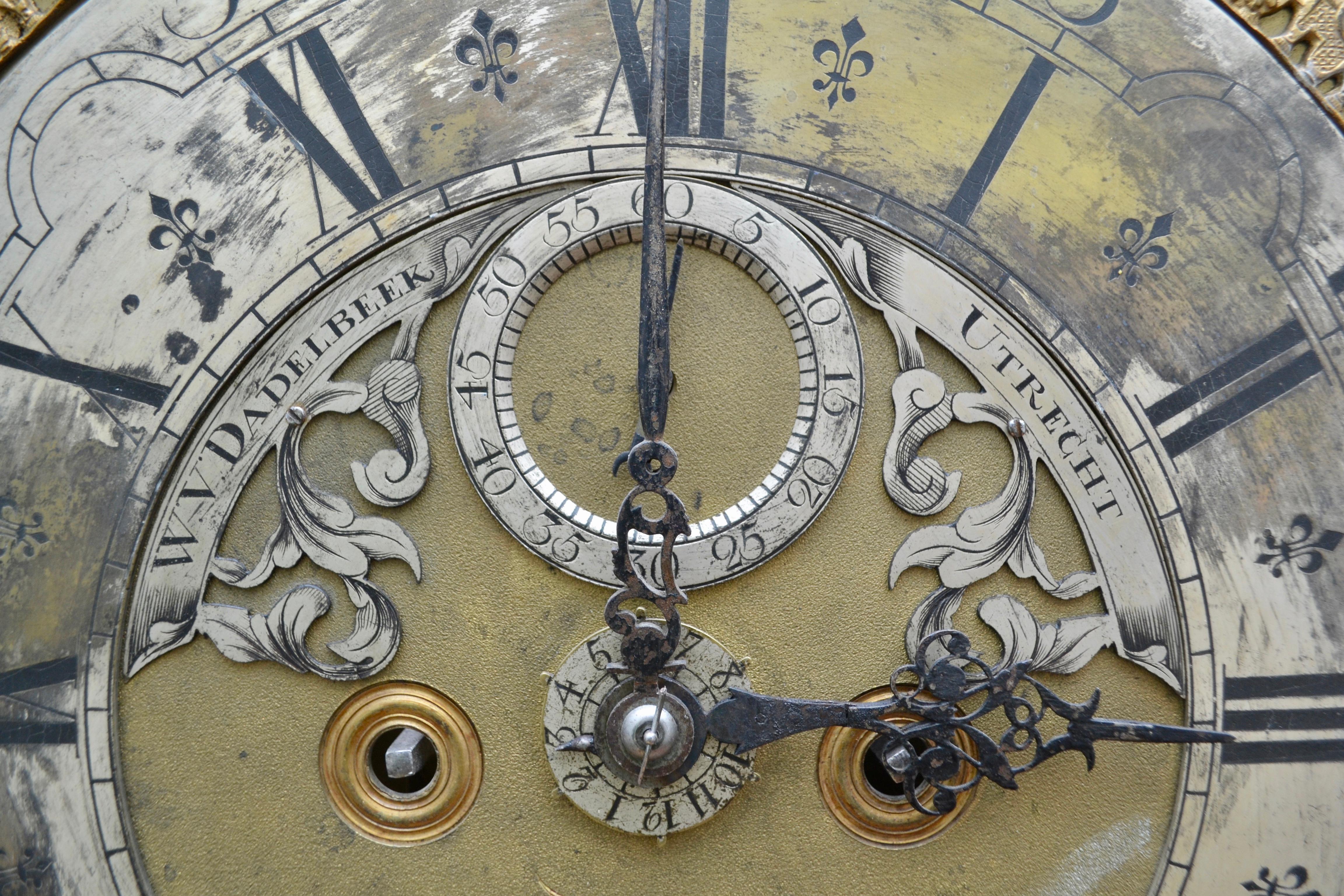 18th Century Dutch 'Utrecht' Longcase or Grandfather Clock by W.V. Dadelbeek For Sale 8