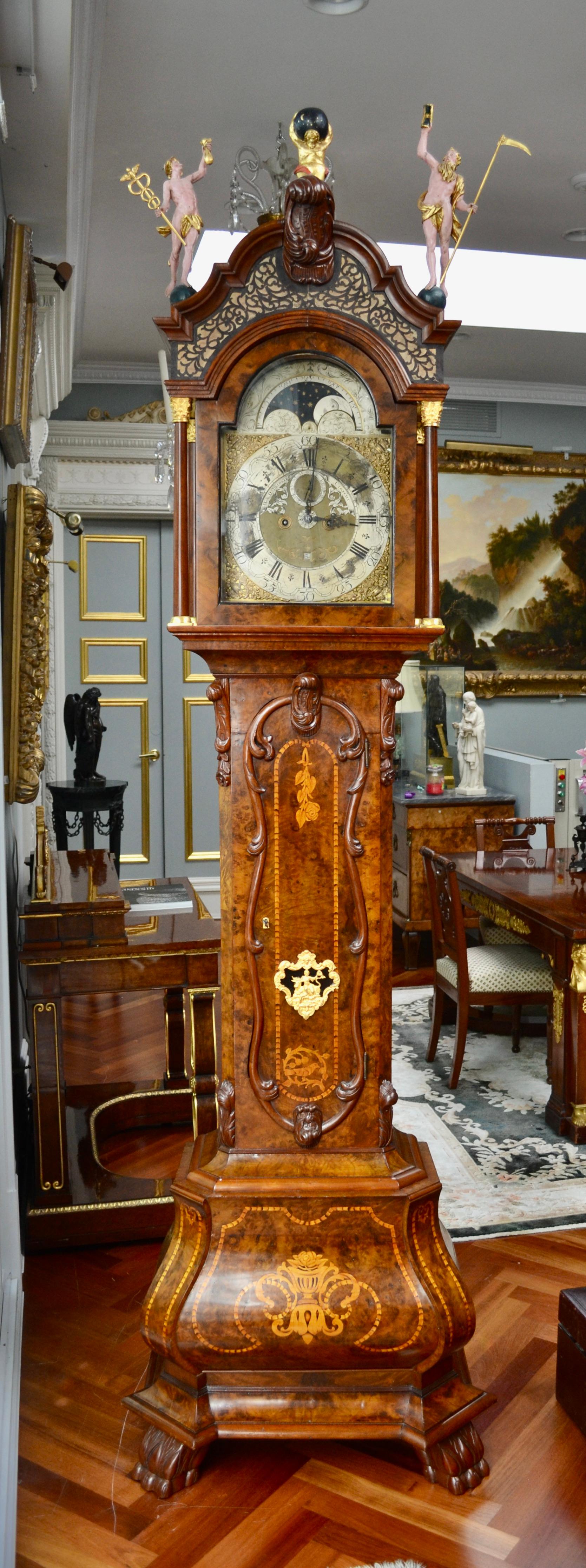 18th Century Dutch 'Utrecht' Longcase or Grandfather Clock by W.V. Dadelbeek For Sale 11