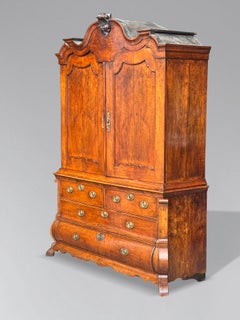 18th Century Dutch Walnut Bombé Cabinet Armoire