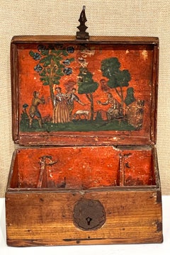 18th Century Dutch Walnut & Iron Polychromed Domed Table Box