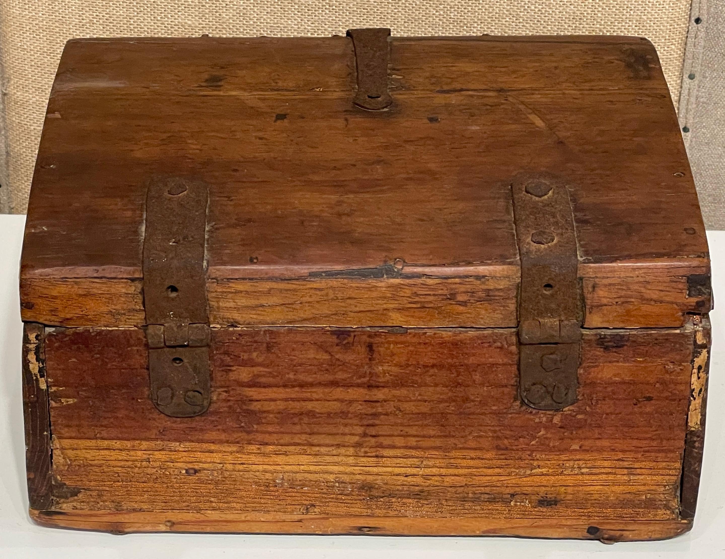 18th Century Dutch Walnut & Iron Polychromed Domed Table Box For Sale 2