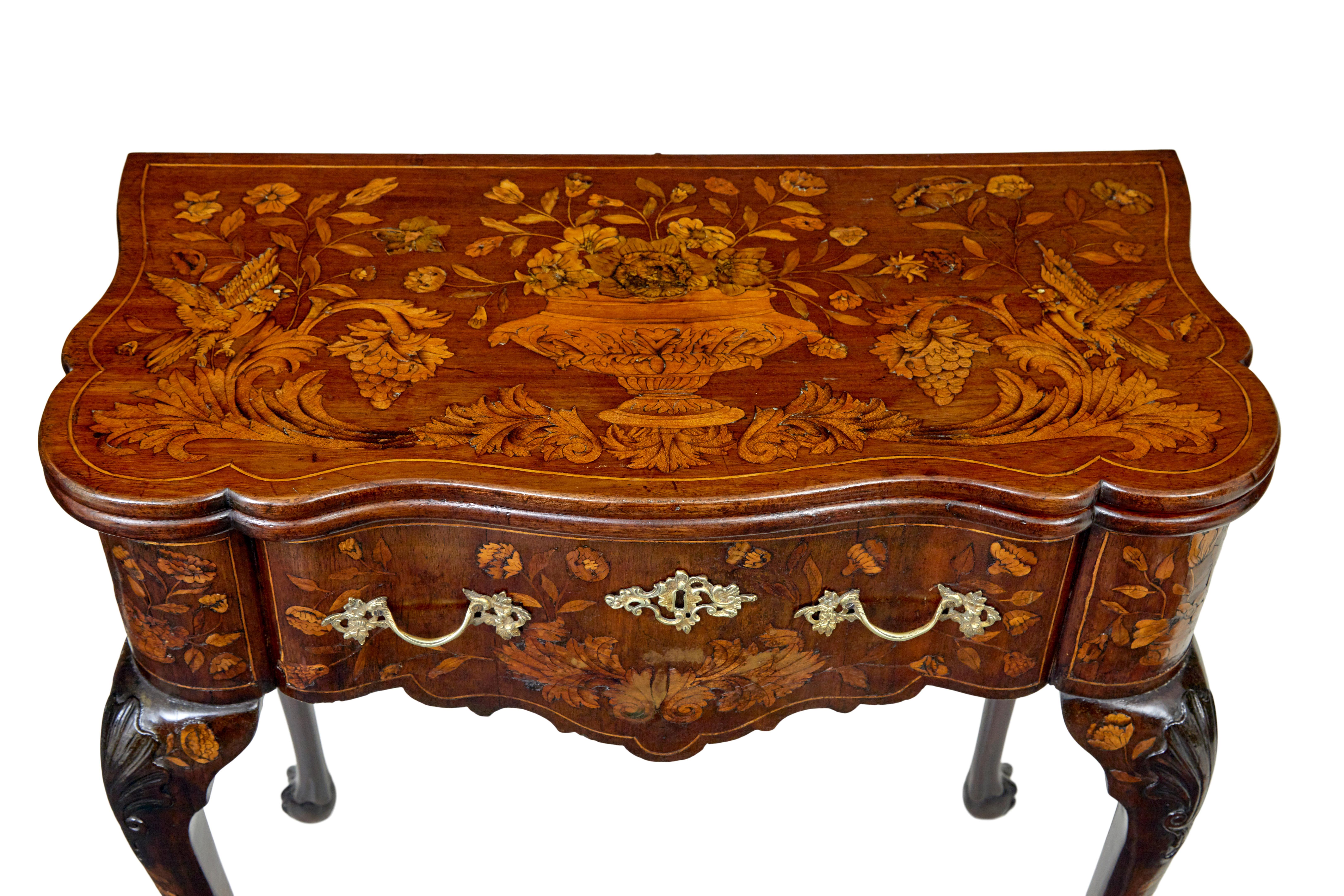 18th century Dutch walnut marquetry games table For Sale 3