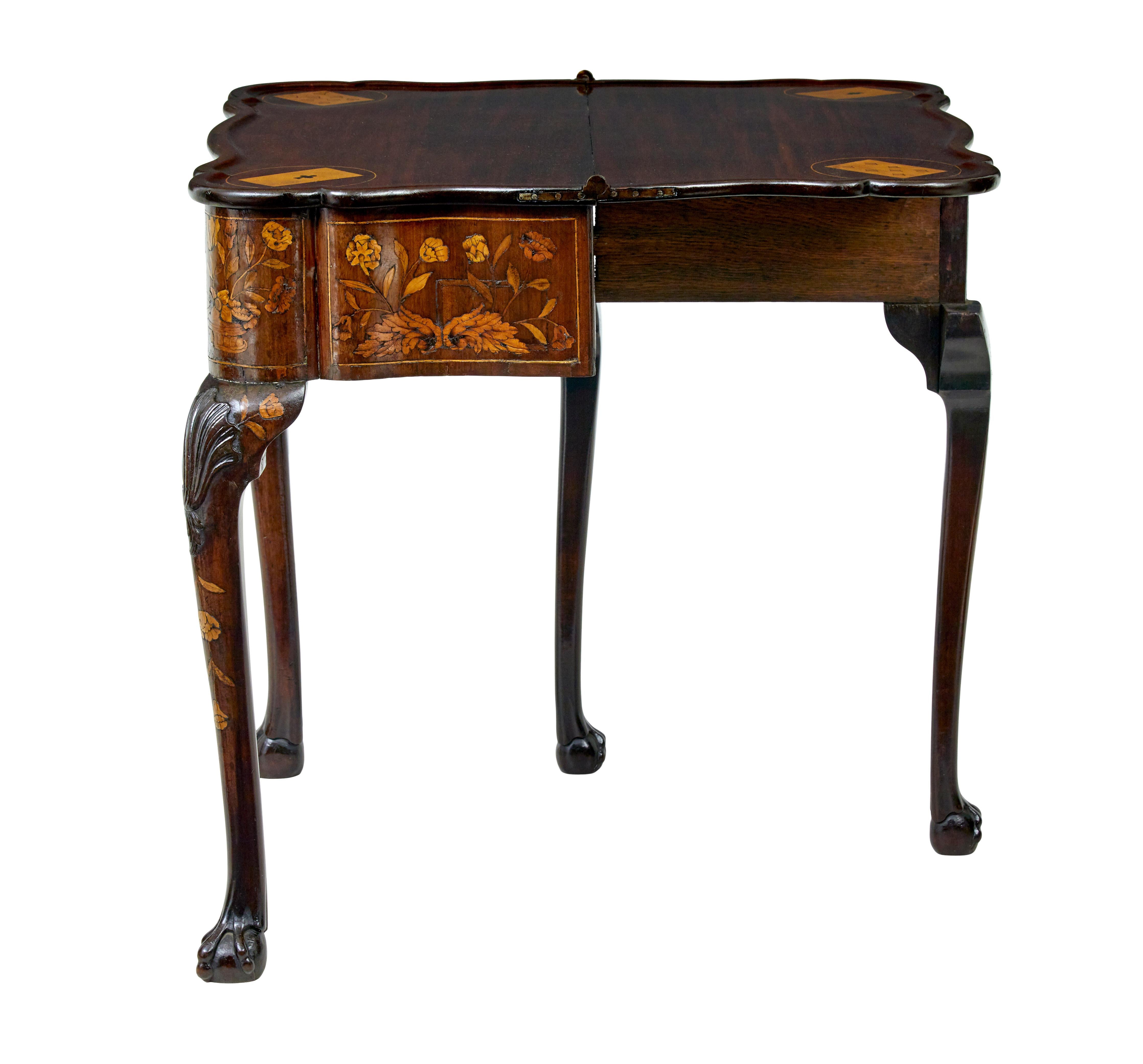 Dutch Colonial 18th century Dutch walnut marquetry games table For Sale