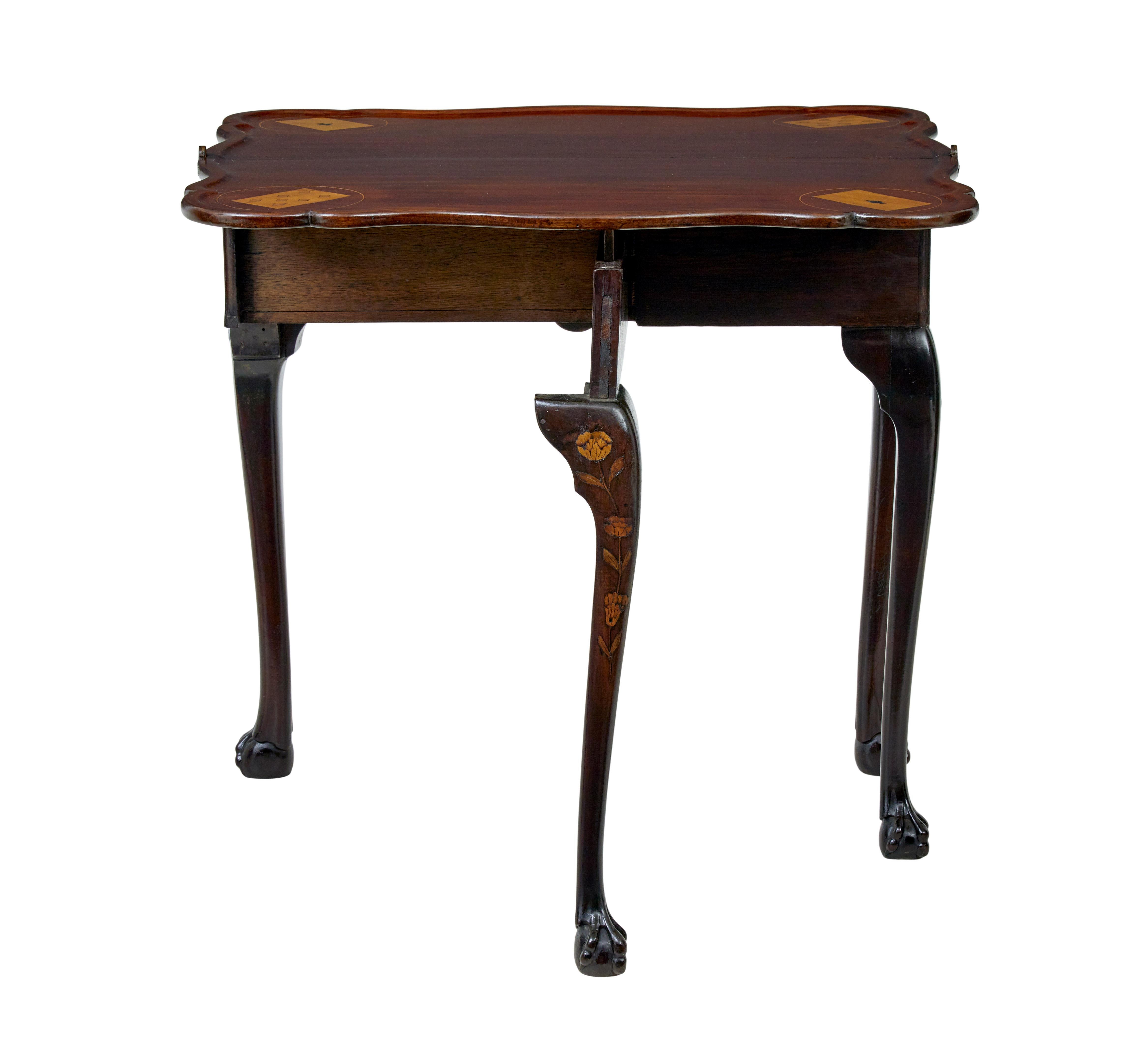 Hand-Carved 18th century Dutch walnut marquetry games table For Sale