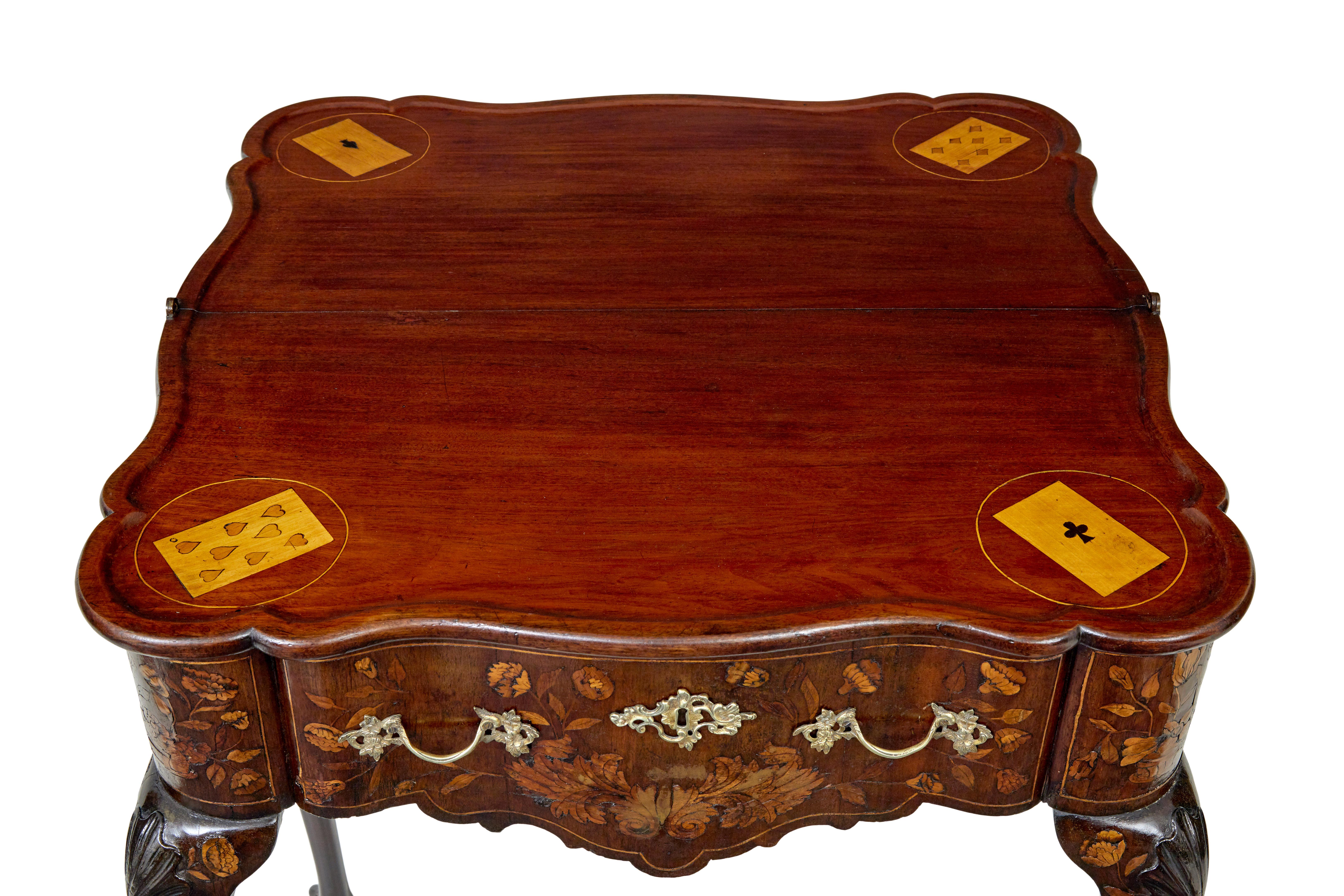 18th century Dutch walnut marquetry games table For Sale 1