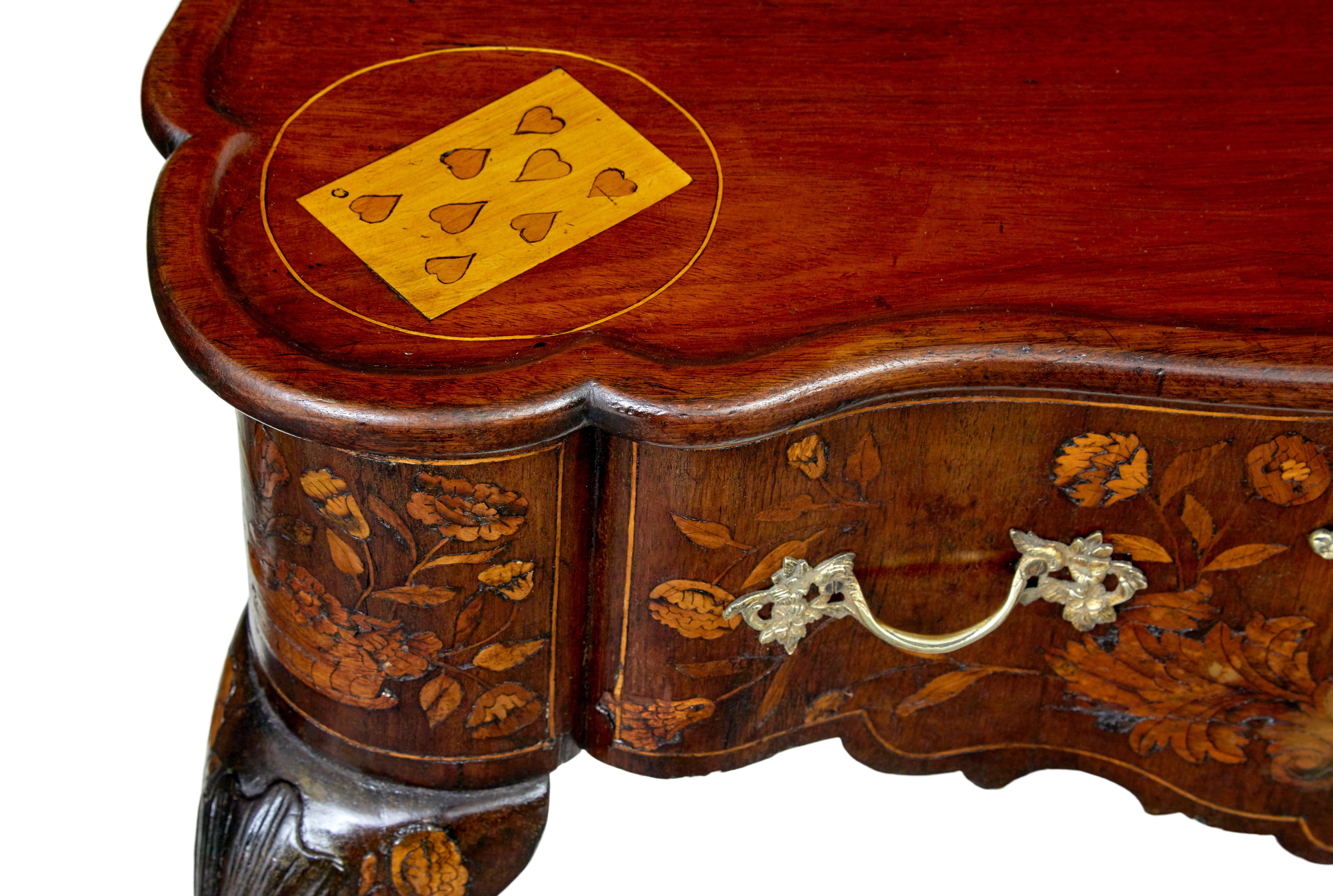 18th century Dutch walnut marquetry games table For Sale 2