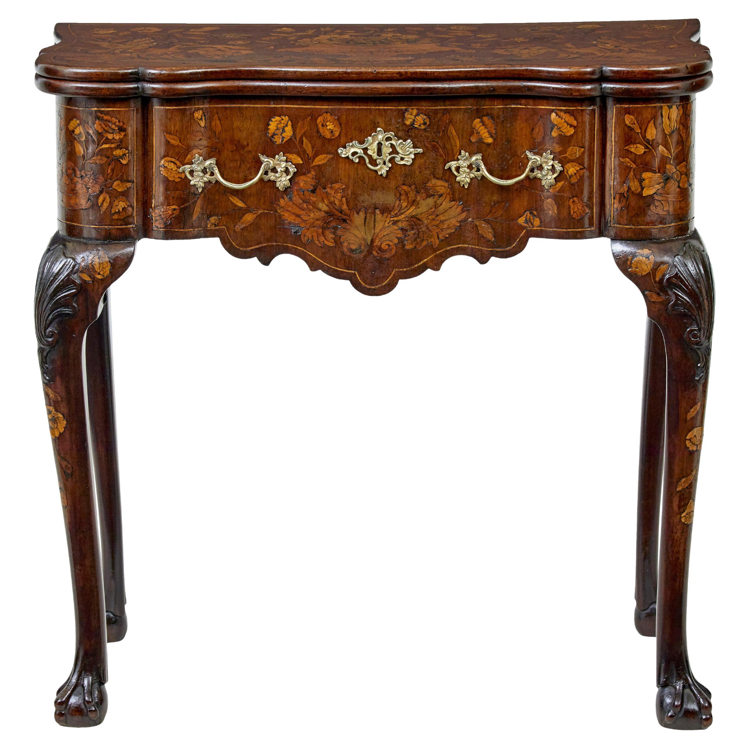 18th century Dutch walnut marquetry games table For Sale