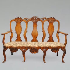 18th Century Dutch Walnut Rococo Chair Back Settee