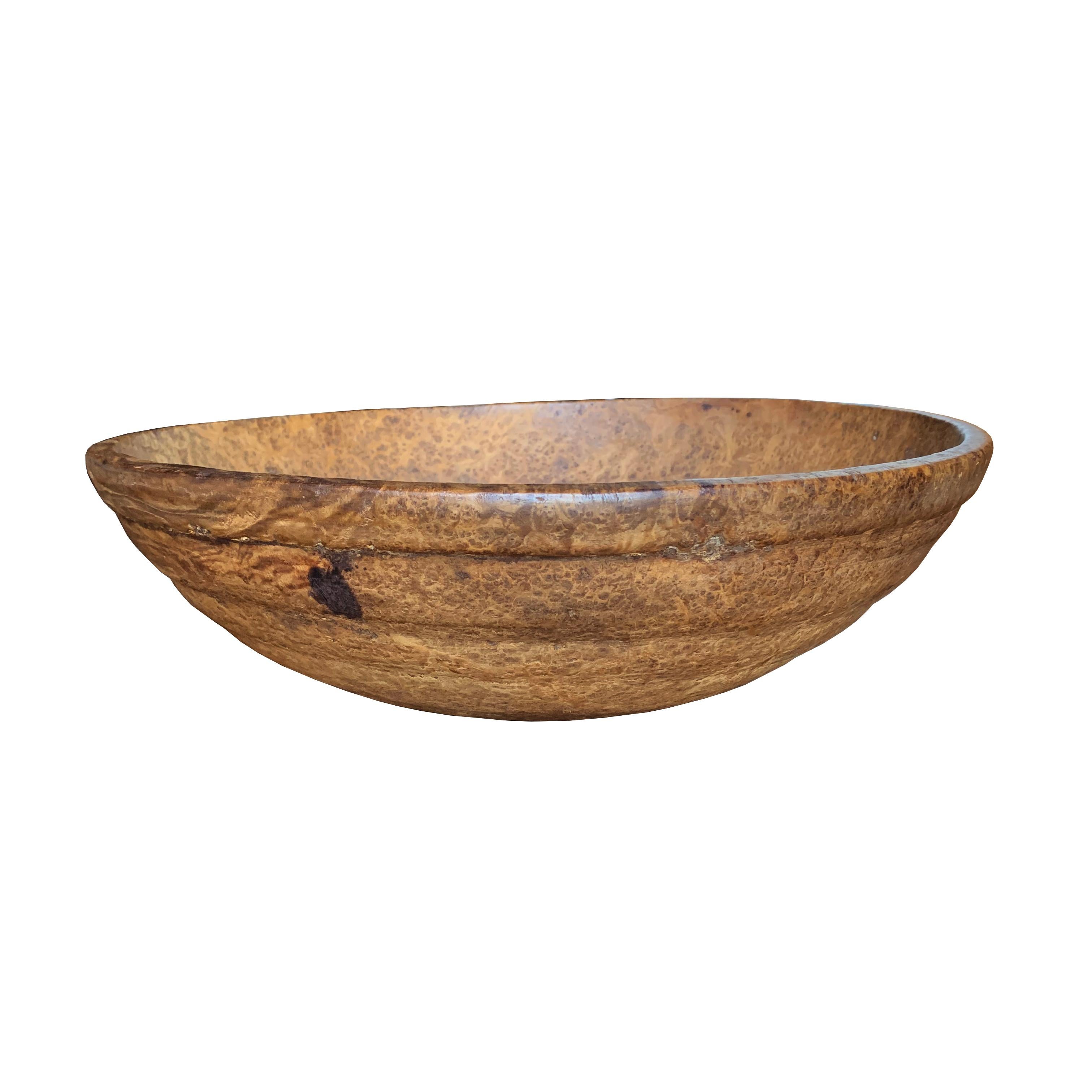 American Colonial 18th Century Early American Ash Burl Bowl For Sale