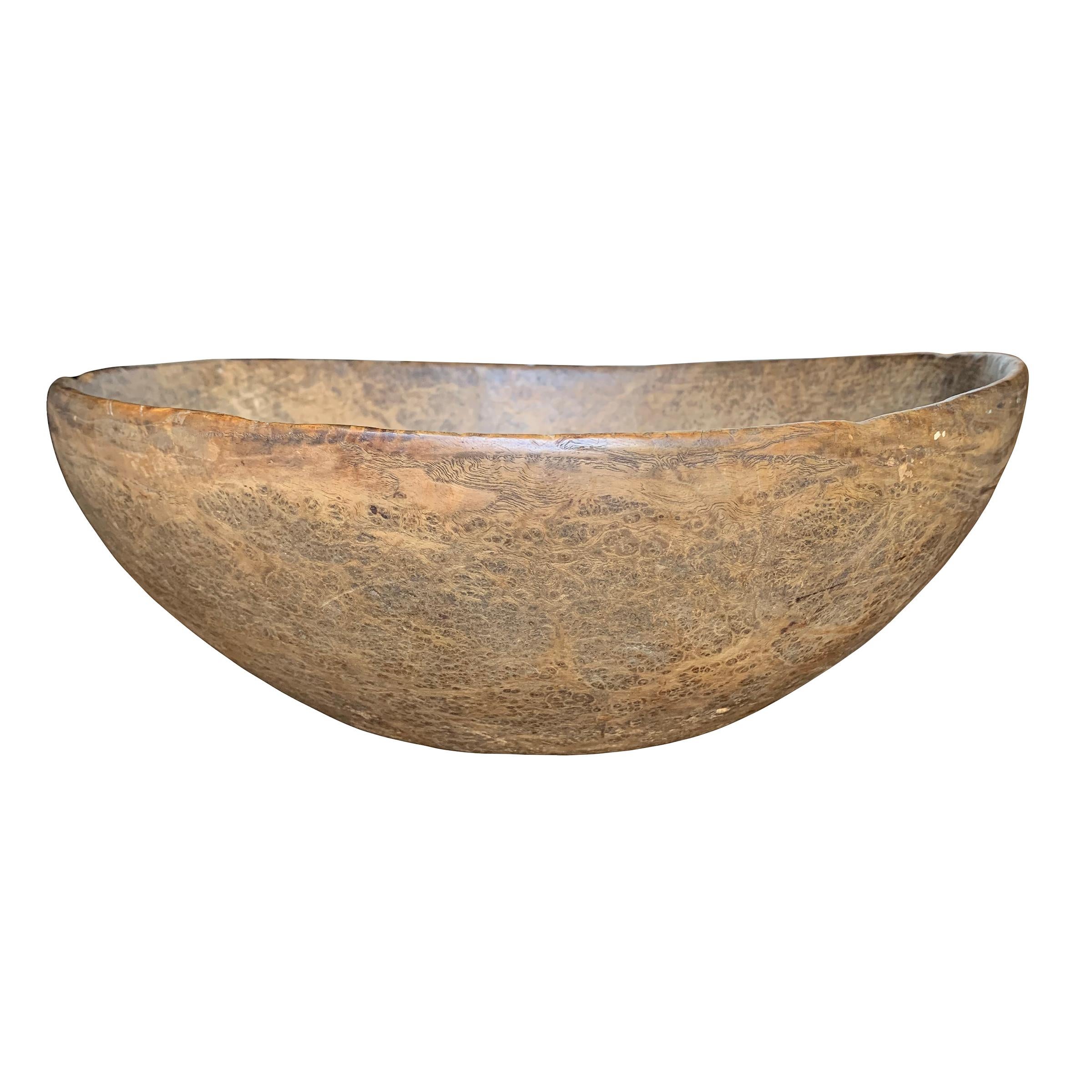Primitive 18th Century Early American Ash Burl Bowl For Sale