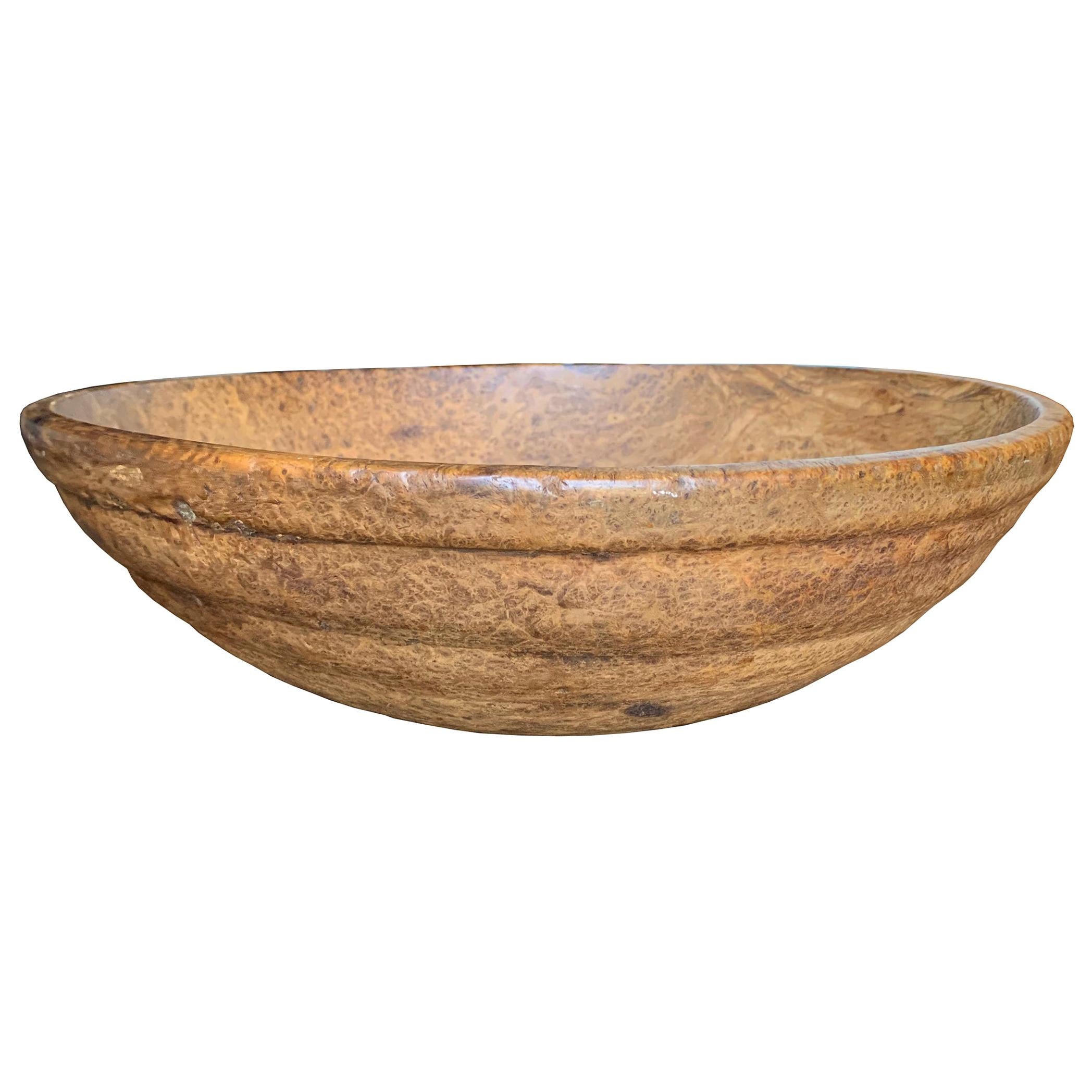 18th Century Early American Ash Burl Bowl