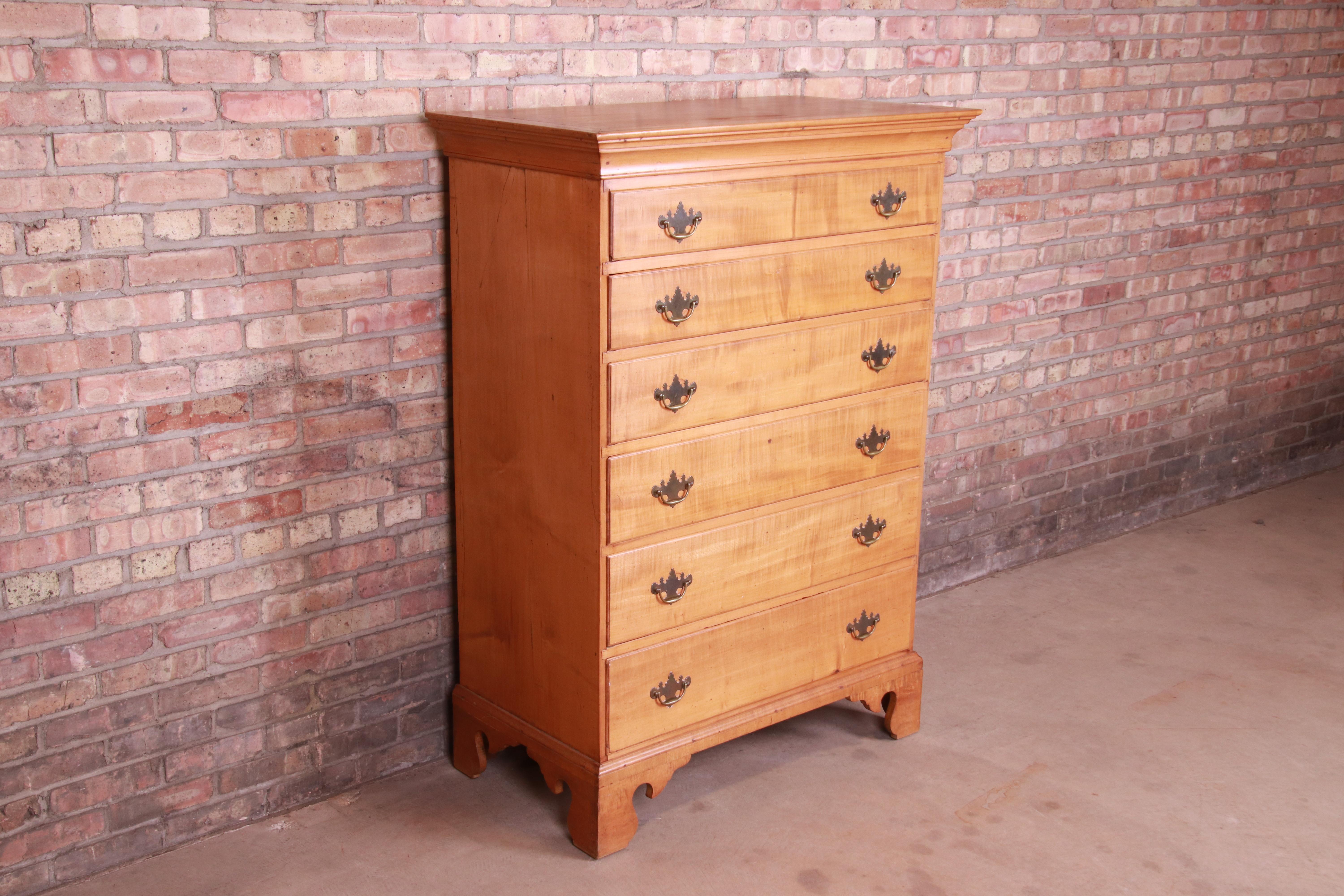 American Colonial 18th Century Early American Chippendale Maple Chest of Drawers