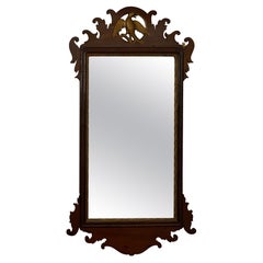 18th Century Early American Chippendale Style Wall Mirror with Eagle Pediment