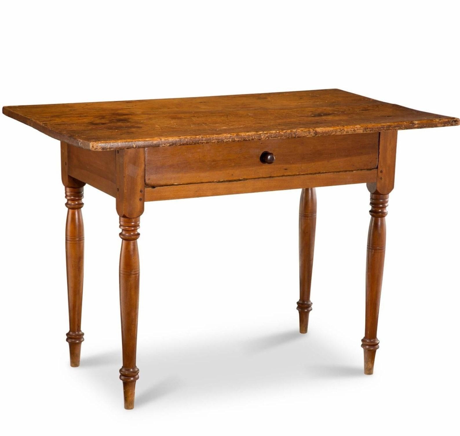 A rare early American single board farm table with attractive warm, rich dark patina.

Hand-crafted in the Northeast United States, possibly New England region, mid-18th century with minor later elements. 

The scarce American Country pine