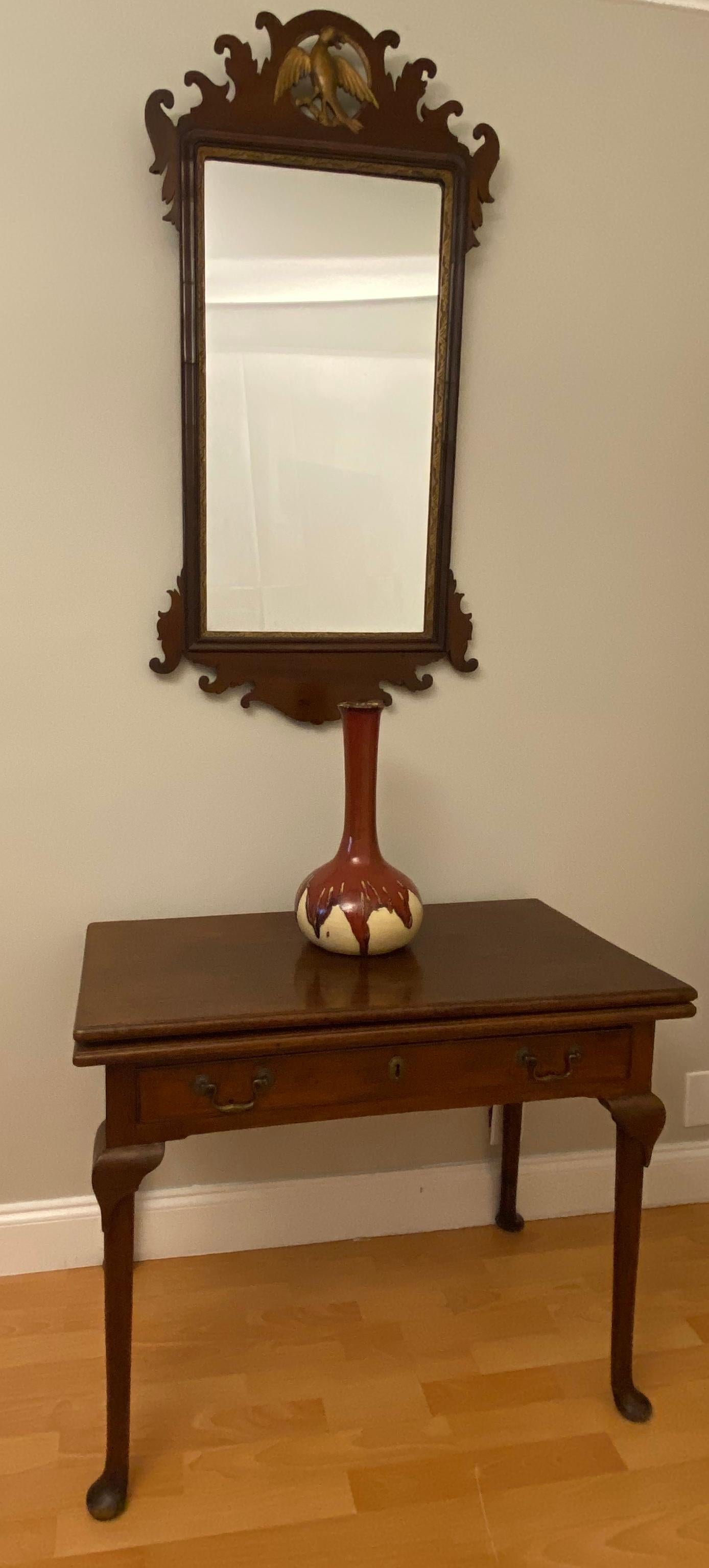 18th Century Early American Chippendale Style Wall Mirror with Eagle Pediment For Sale 5