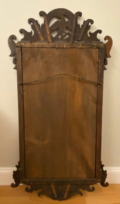 18th Century Early American Chippendale Style Wall Mirror with Eagle Pediment