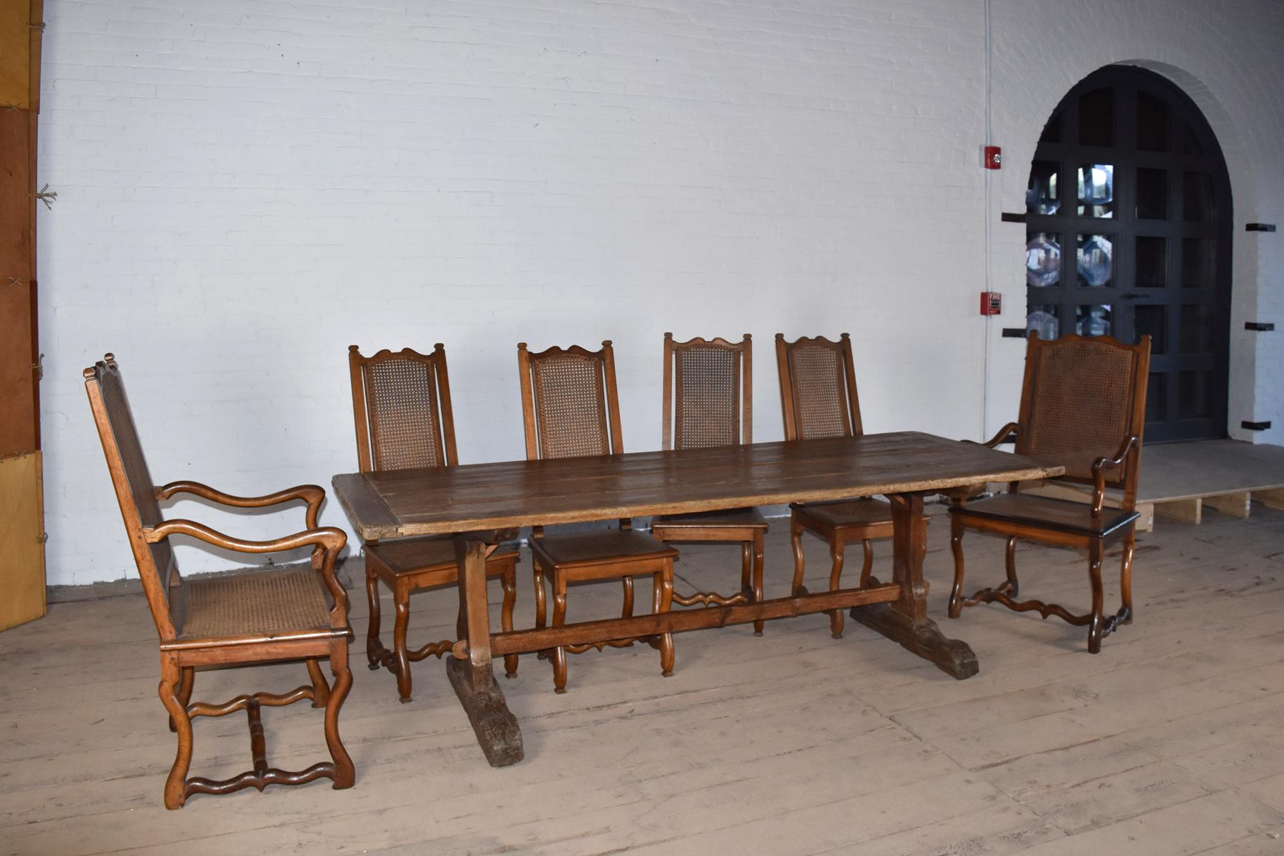 18th Century early American Rustic Pine Trestle Table 3