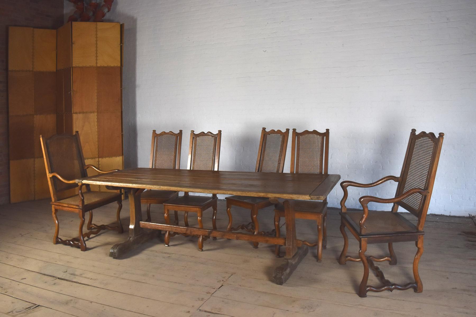 18th Century early American Rustic Pine Trestle Table 2