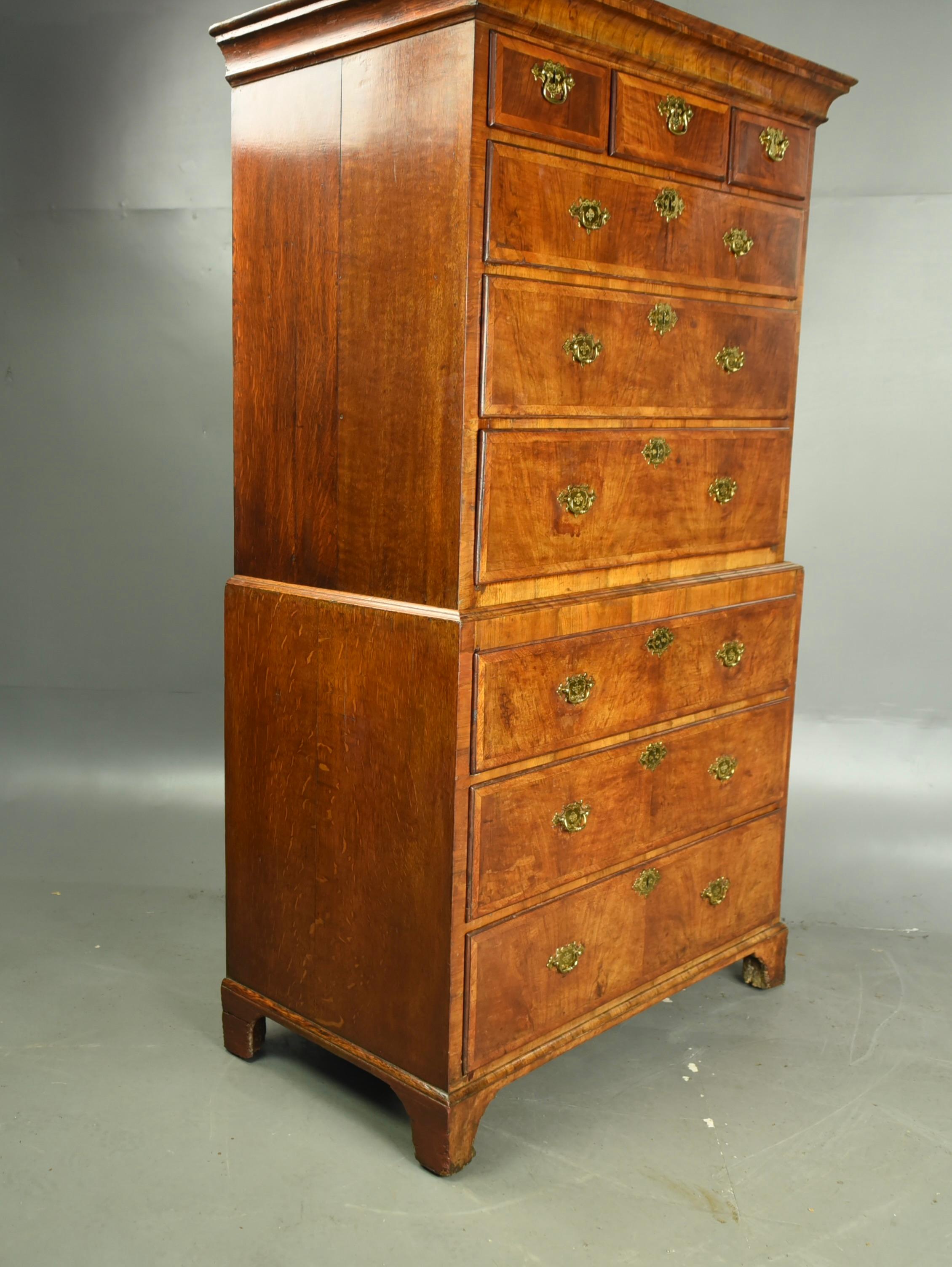 Queen Anne 18th century early Georgian walnut Chest on chest tall boy circa 1720 For Sale