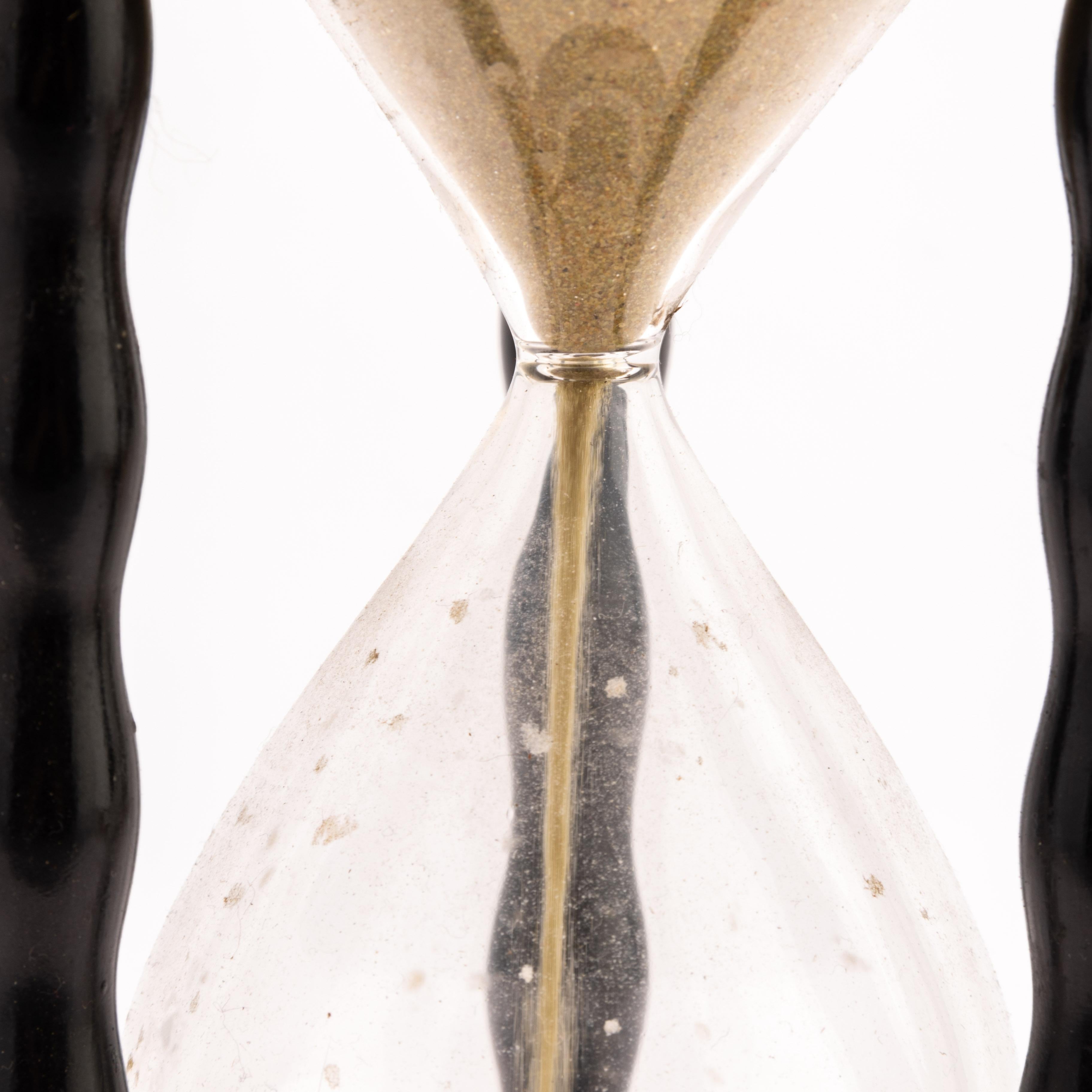 18th Century Ebonised Wood & Glass Sand Timer Hourglass In Good Condition In Nottingham, GB
