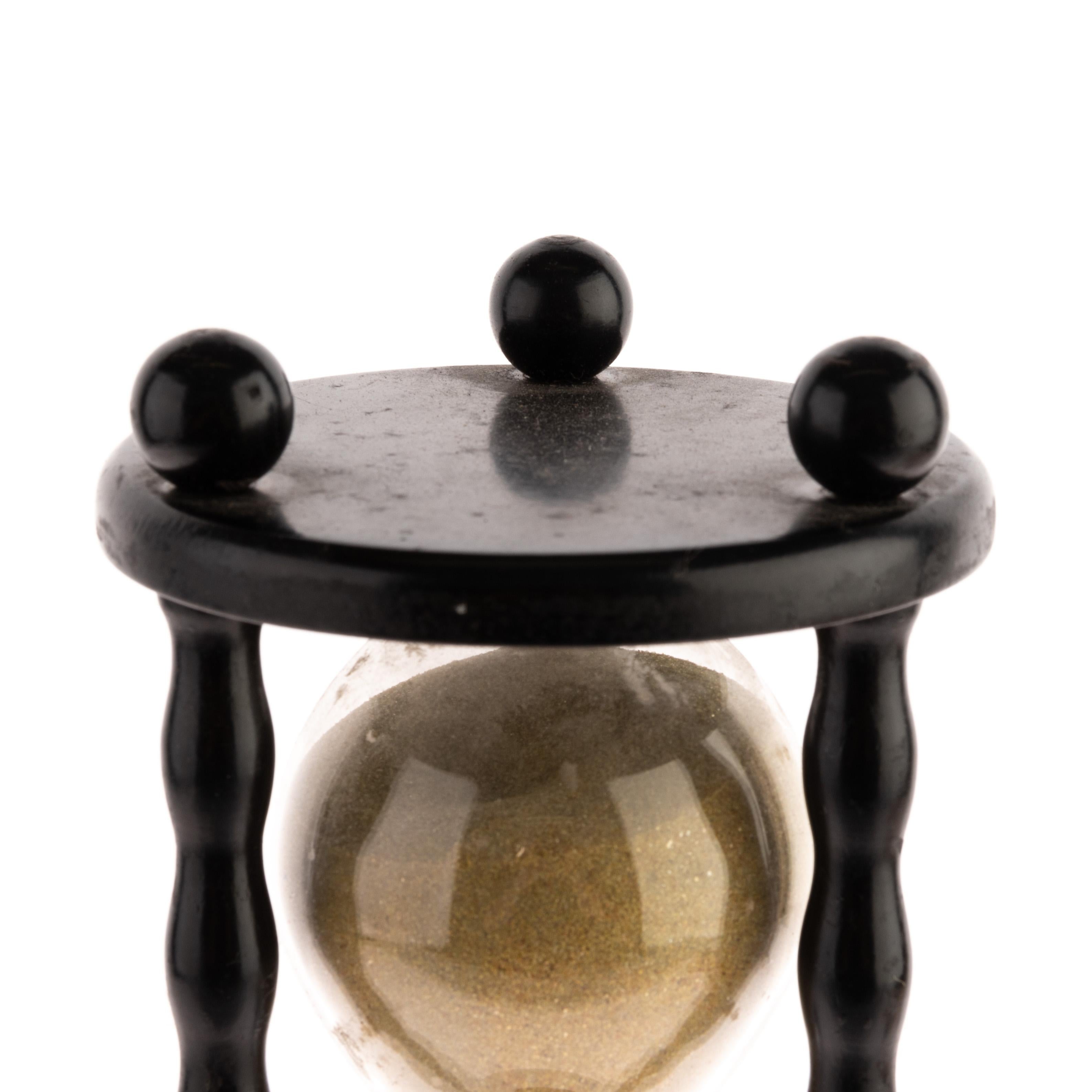 18th Century and Earlier 18th Century Ebonised Wood & Glass Sand Timer Hourglass