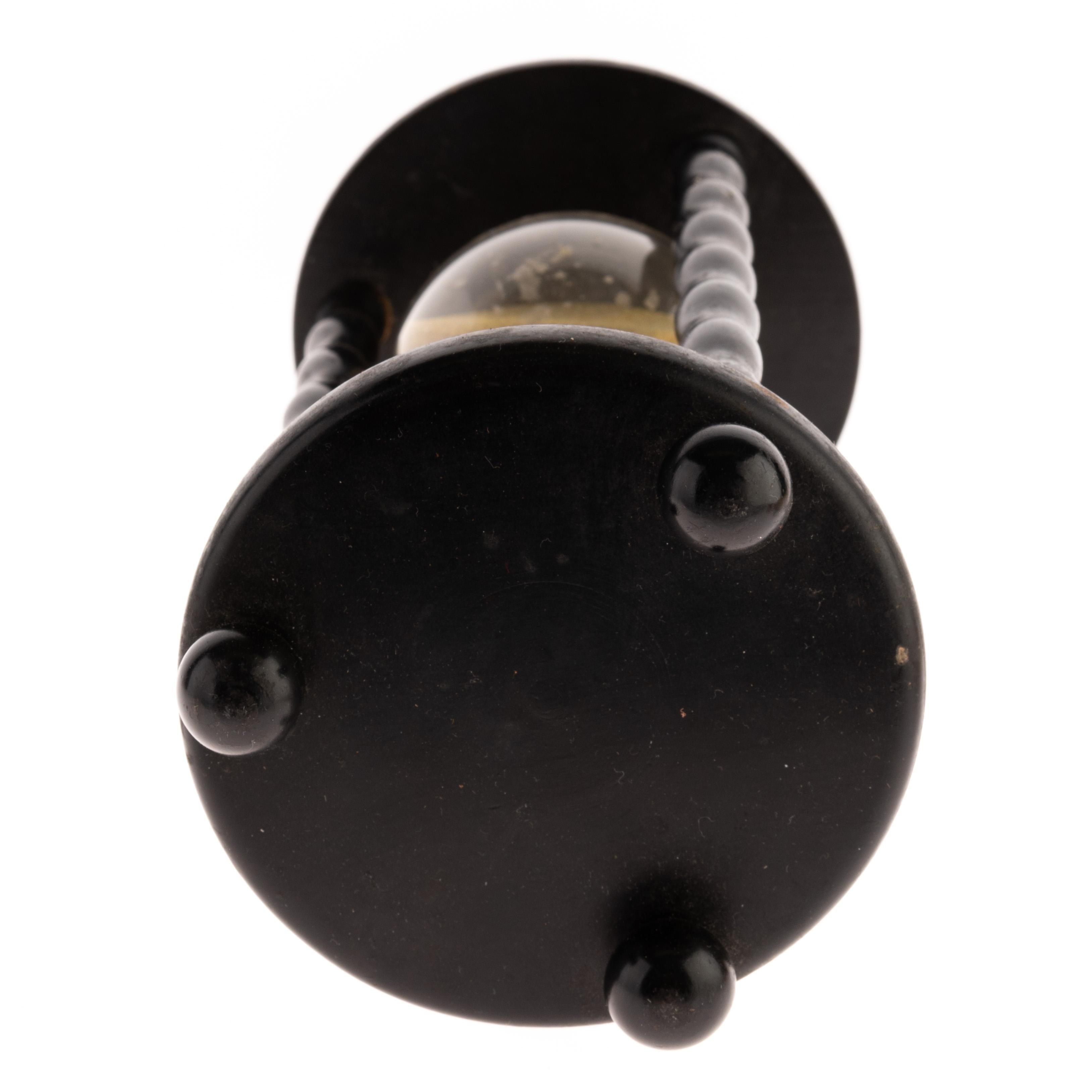 18th Century Ebonised Wood & Glass Sand Timer Hourglass 1
