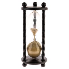 18th Century Ebonised Wood & Glass Sand Timer Hourglass