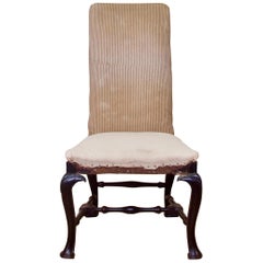 18th Century Ebonized and Upholstered Queen Anne Side Chair, High Back