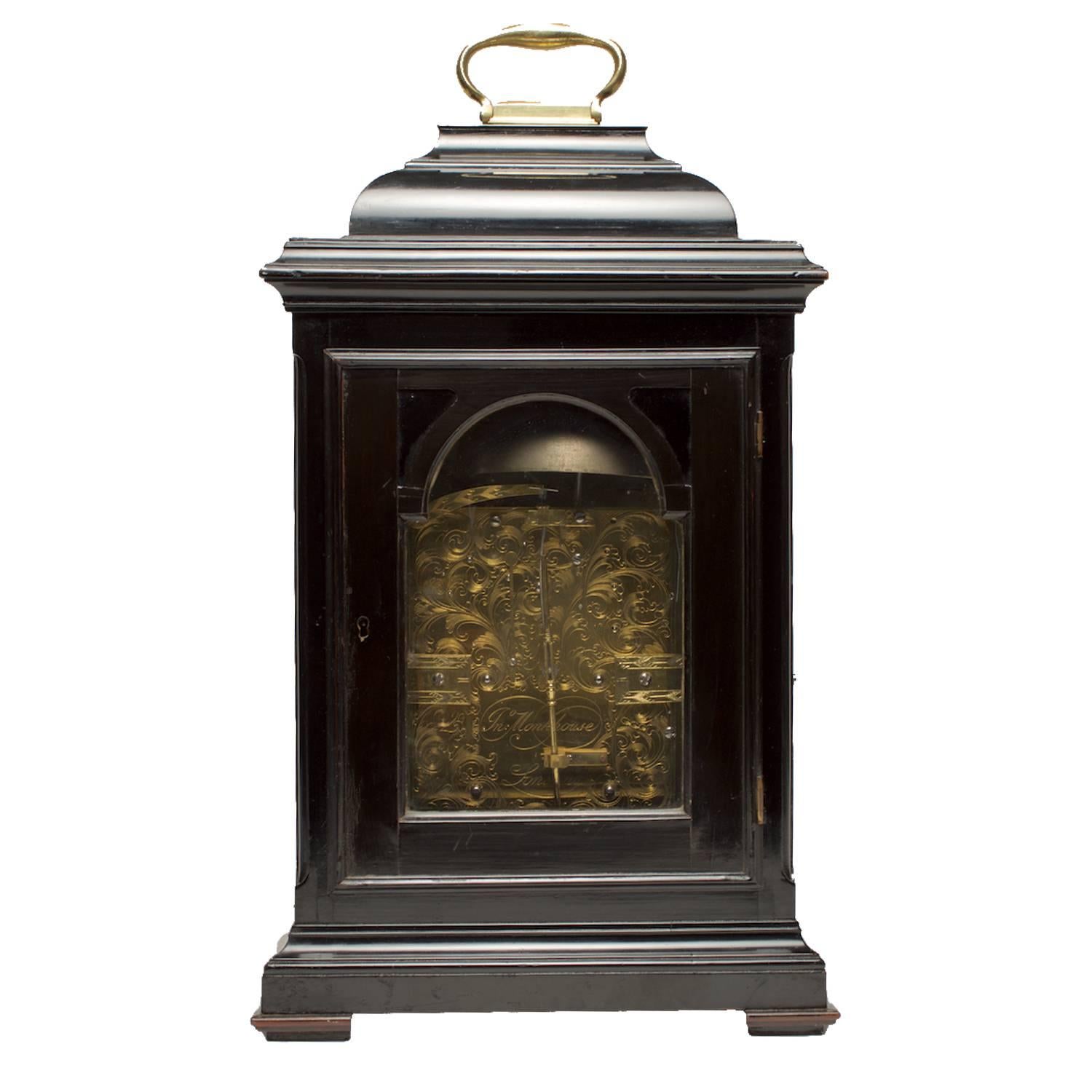 18th Century Ebonized Bracket Clock by John Monkhouse For Sale 1