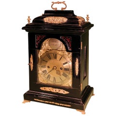 18th Century Ebonized Bracket Clock Engraved 'Skiba, Oundle'