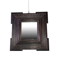 18th Century Ebonized Carved Square Mirror, Netherlands