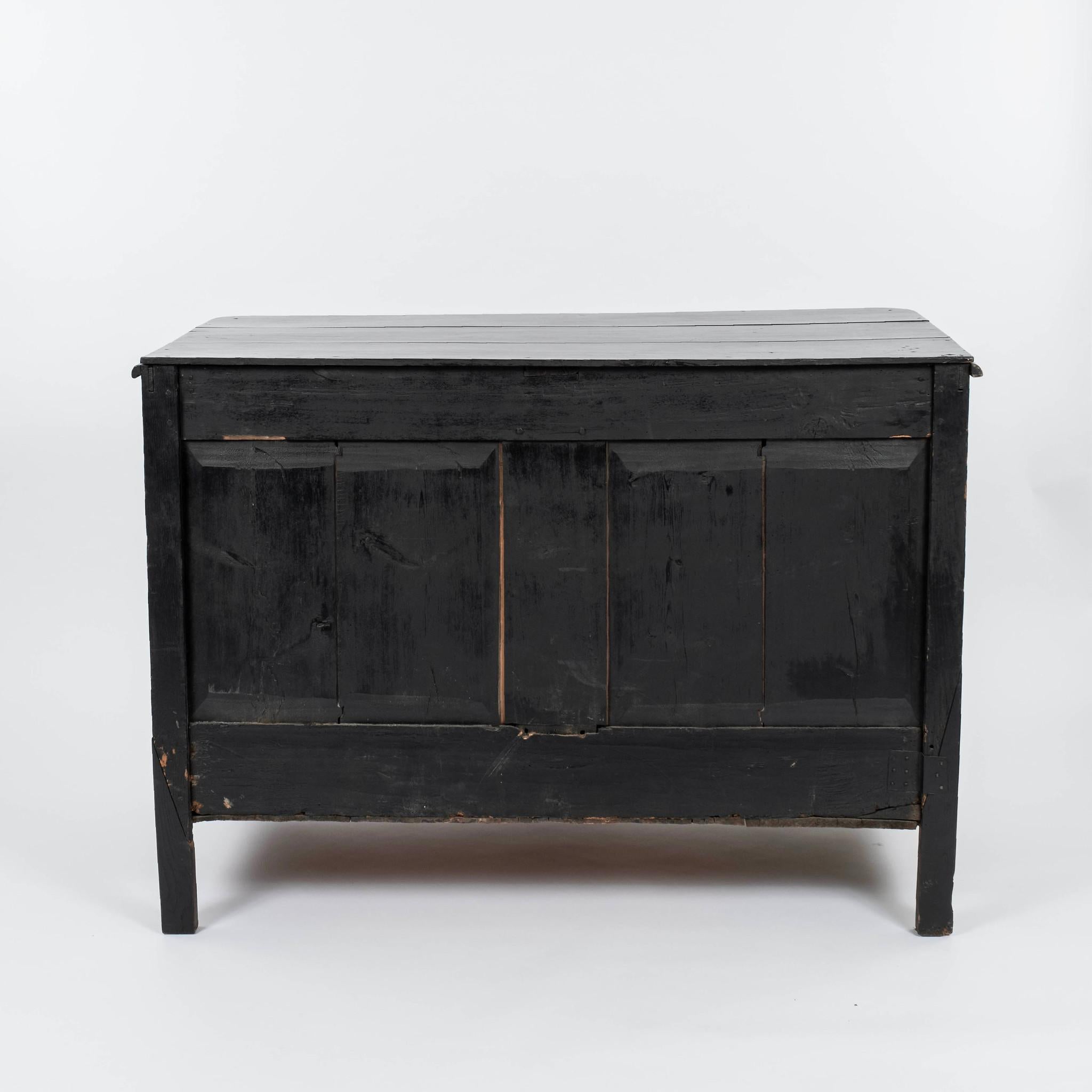 Painted 18th Century Ebonized Oak French Commode For Sale