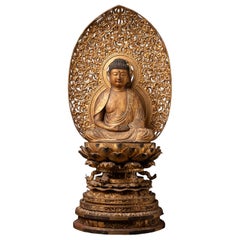 18th century EDO period Special antique Japanese Amida Buddha statue from Japan