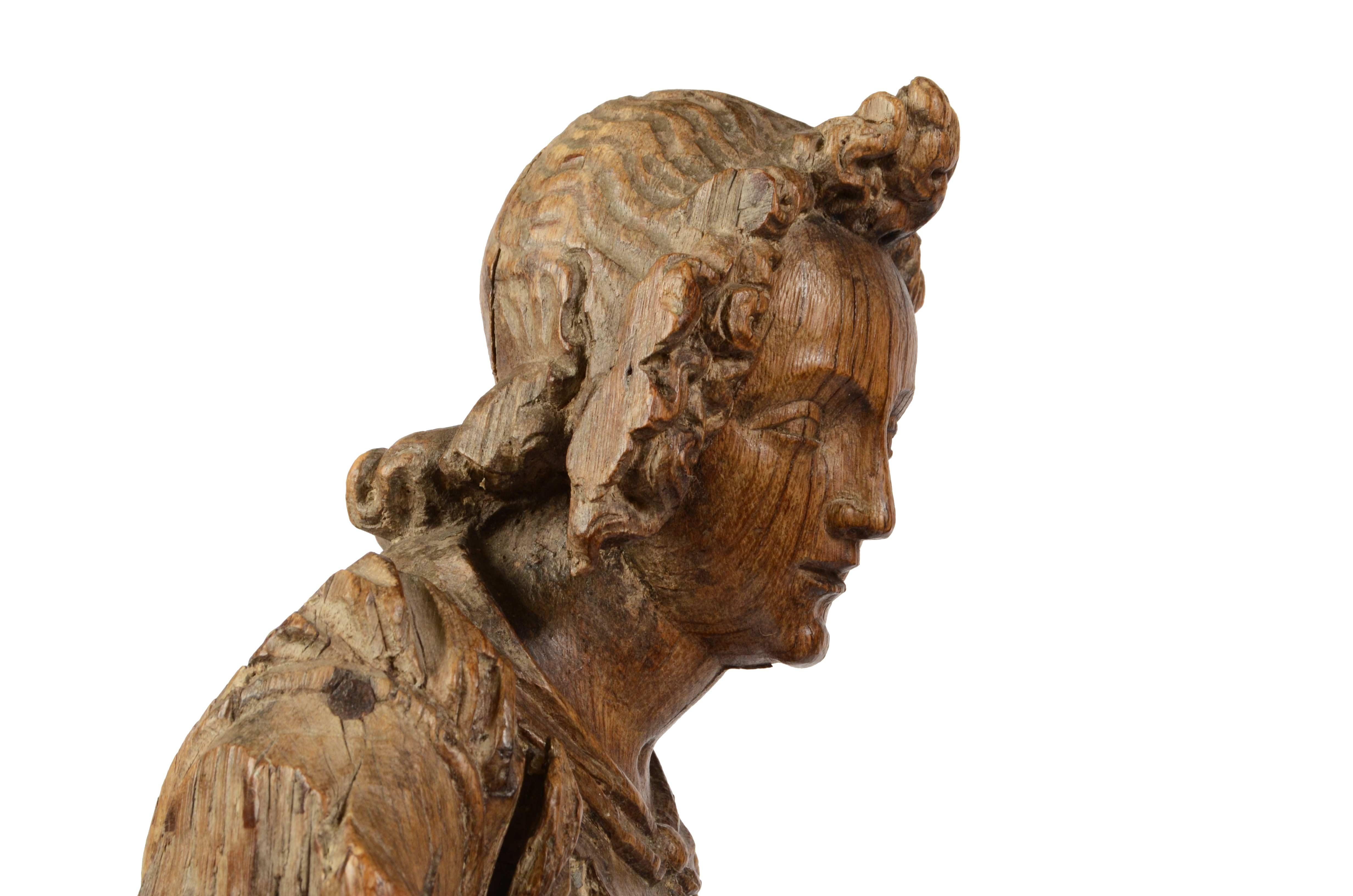 18th Century Ship Figurehead Finely Carved Depicting Female Nautical Antiques 5